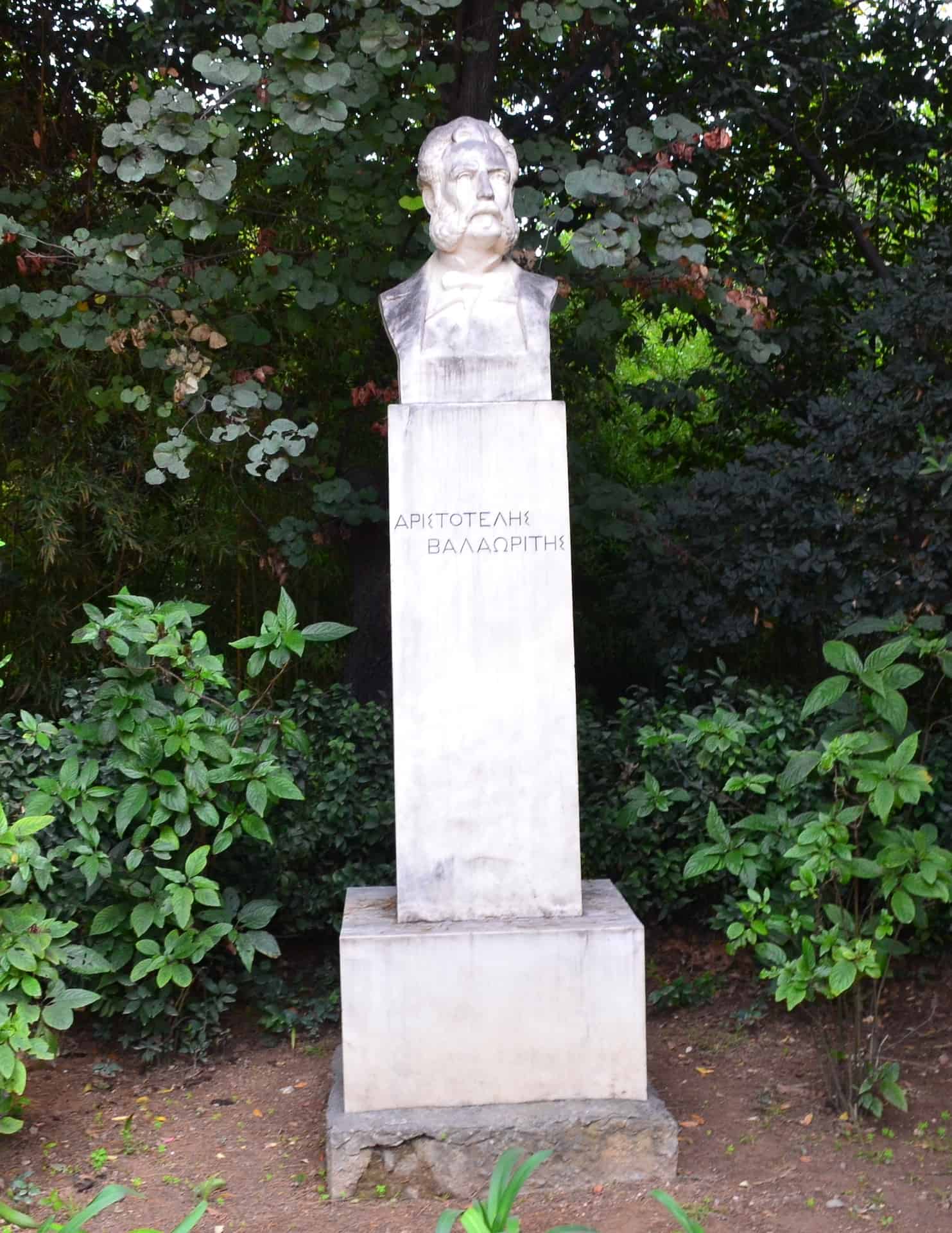 Bust of Aristotelis Valaoritis at the National Garden in Athens, Greece