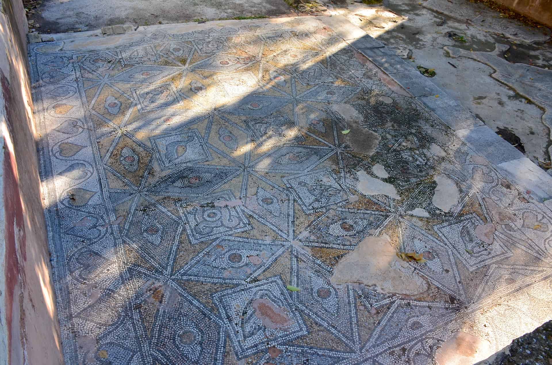 Roman mosaic at the National Garden in Athens, Greece