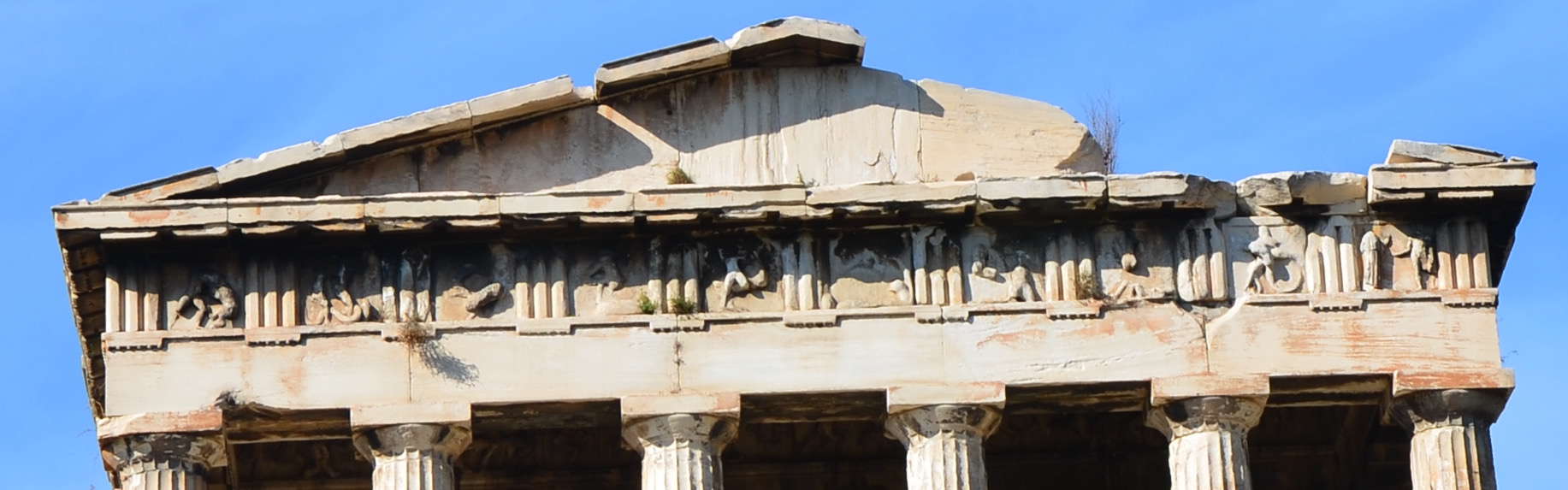 Metopes on the east side of the Temple of Hephaestus at the Ancient Agora of Athens