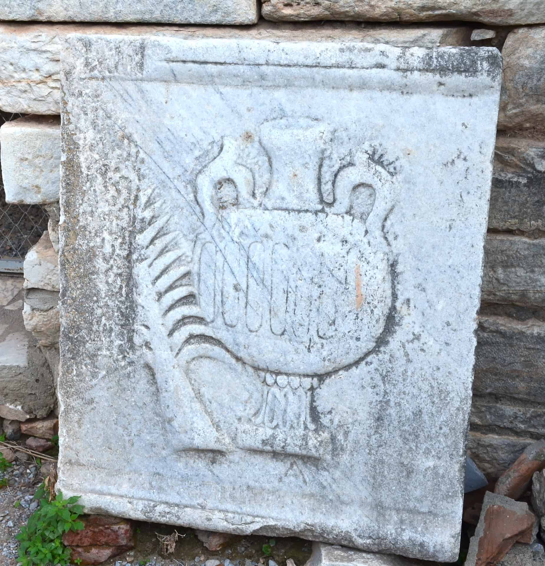 Stone tablet indicating a pottery shop in the Commercial Agora