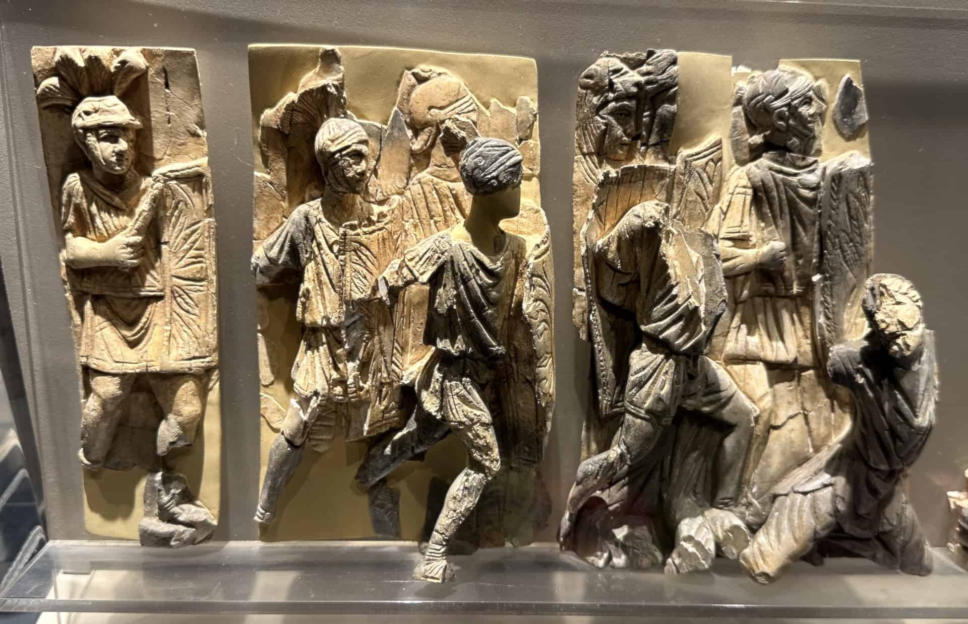 Roman soldiers on the ivory frieze in the Hall of the Terrace House Findings