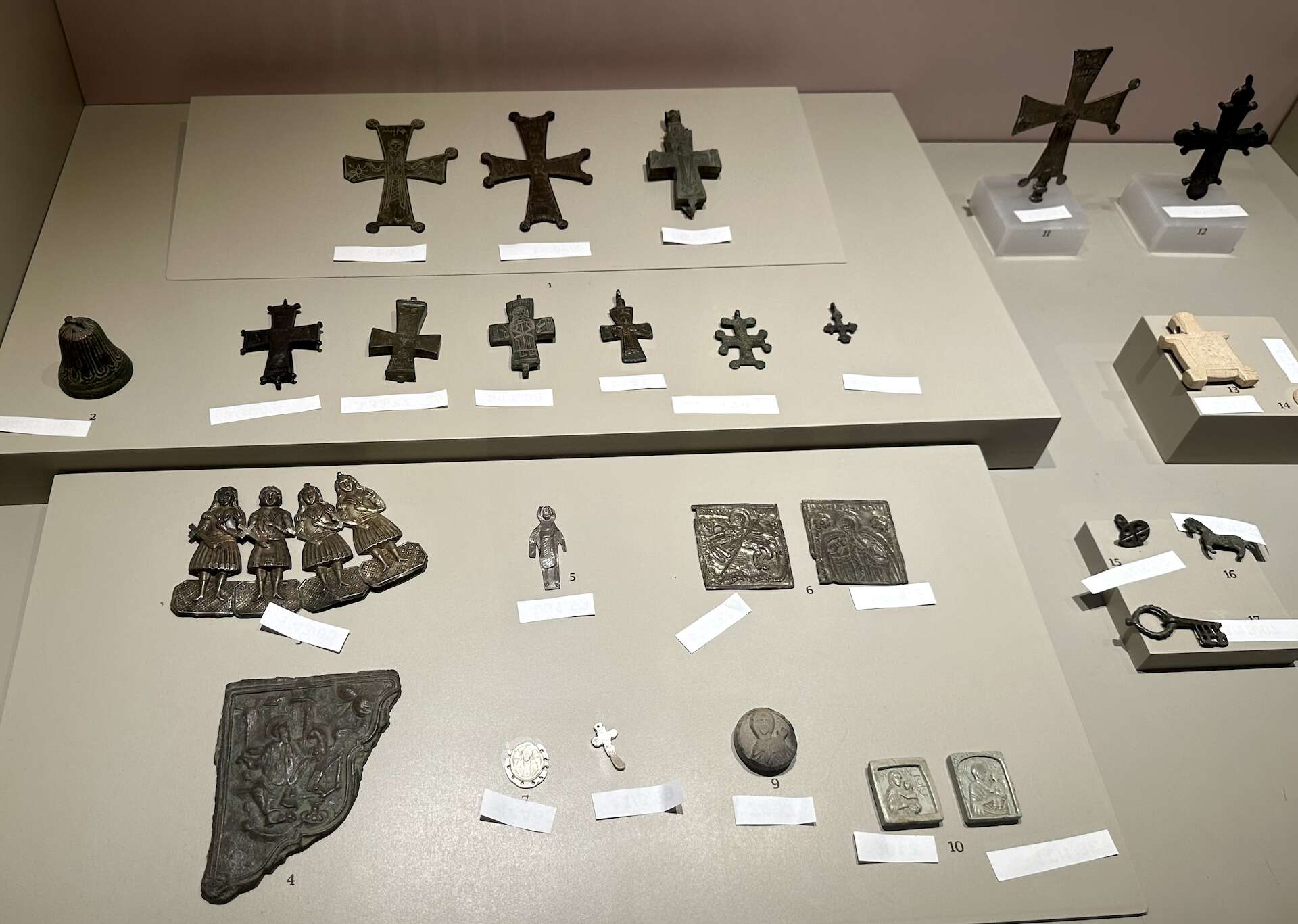 Crosses and icons (3rd to 7th century) in Ephesus Through the Ages at the Ephesus Museum in Selçuk, Turkey