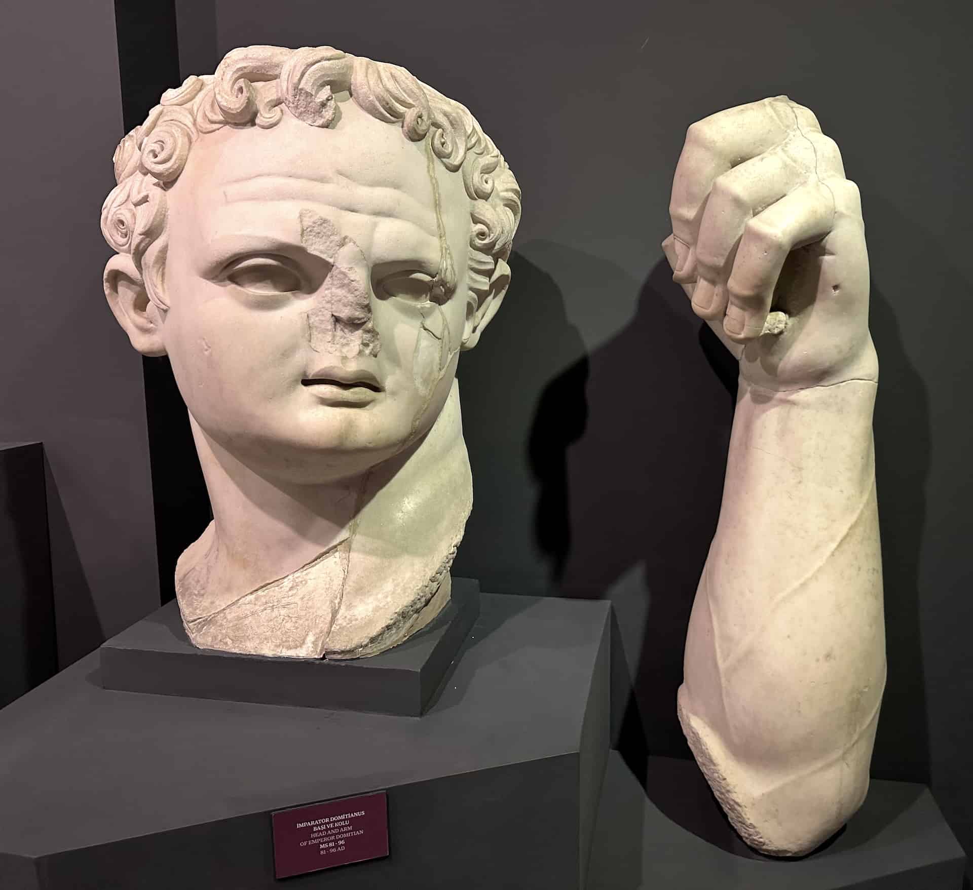 Head and arm of Emperor Domitian at the Ephesus Museum in Selçuk, Turkey