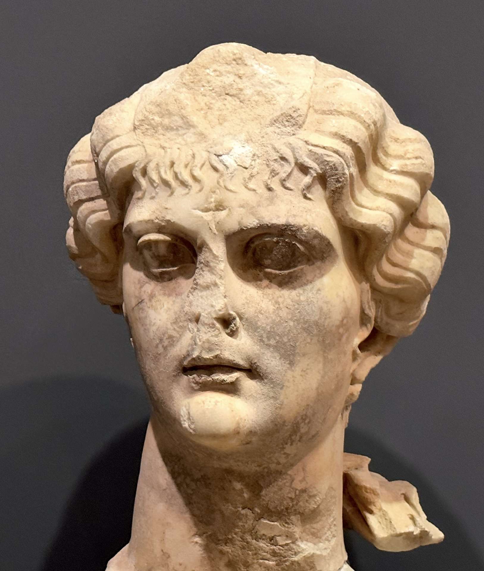 Cross carved into the head of Empress Livia