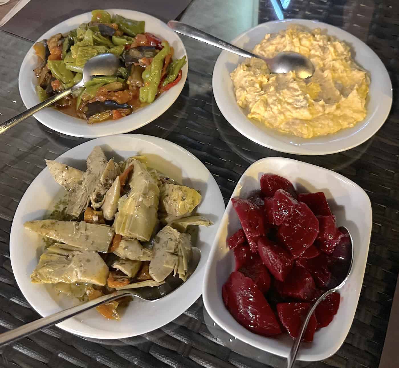 Meze dishes at Agora Restaurant in Selçuk, Turkey