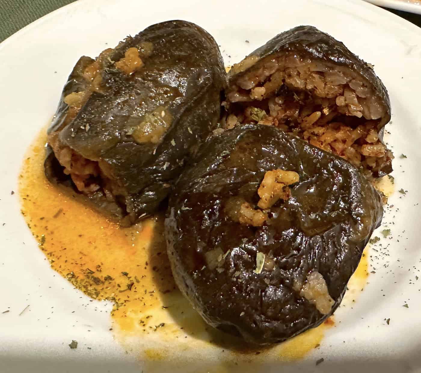 Stuffed eggplant at Old House Restaurant