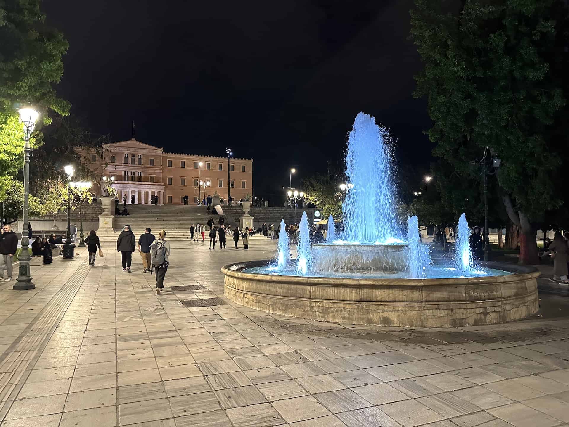Syntagma Square at night, Athens, Greece