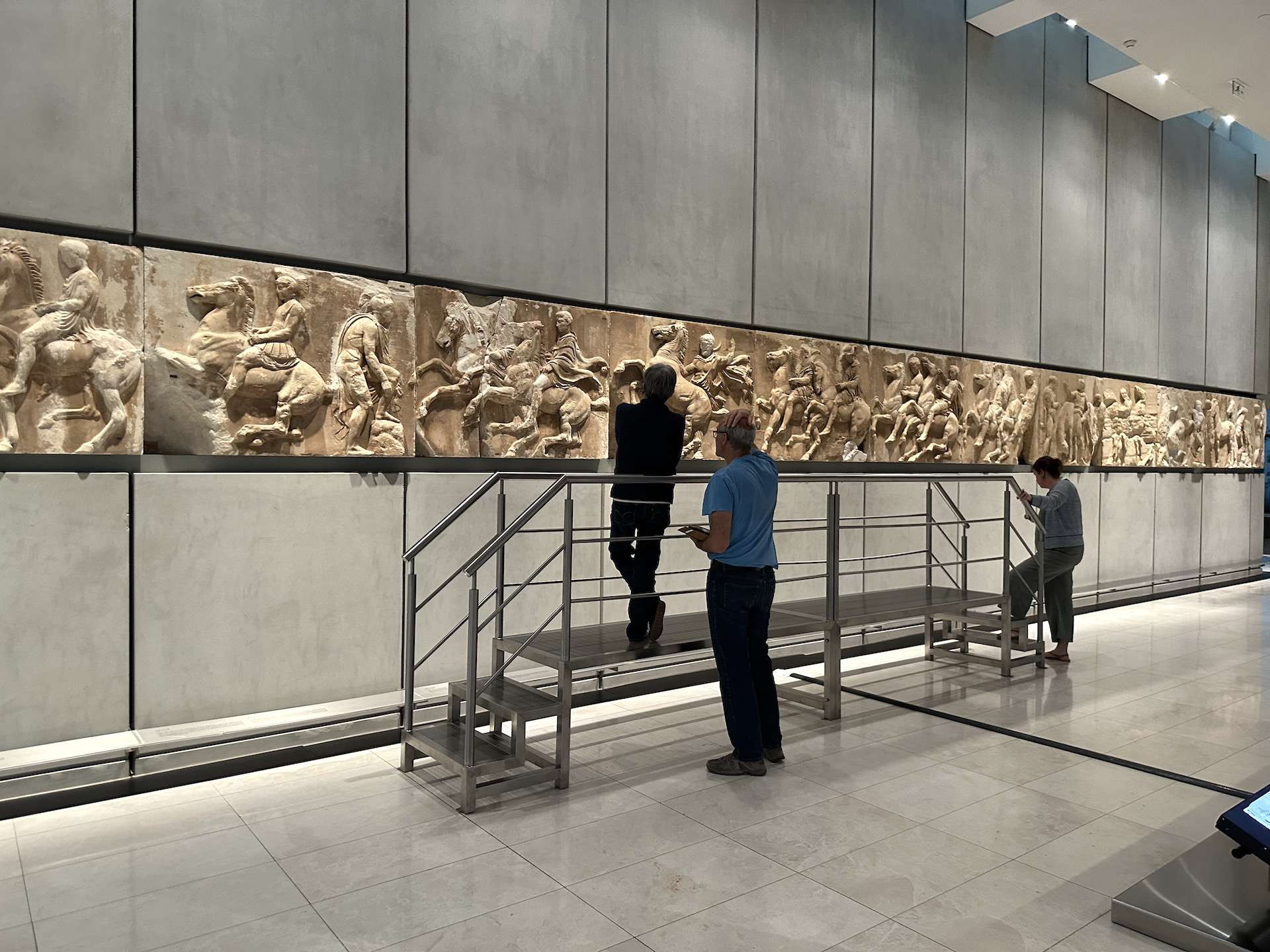 West frieze of the Parthenon at the Acropolis Museum in Athens, Greece