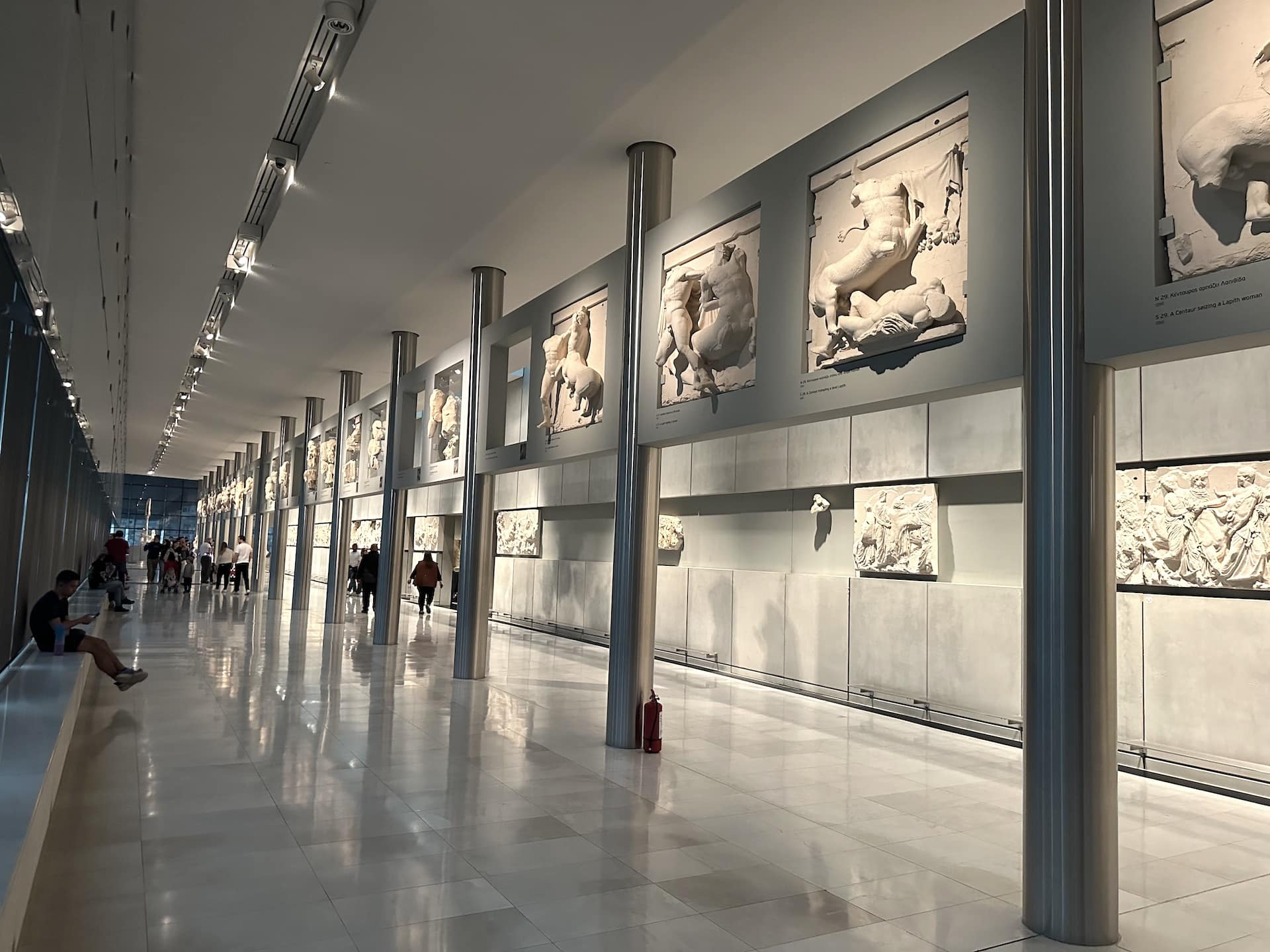 South metopes of the Parthenon at the Acropolis Museum in Athens, Greece