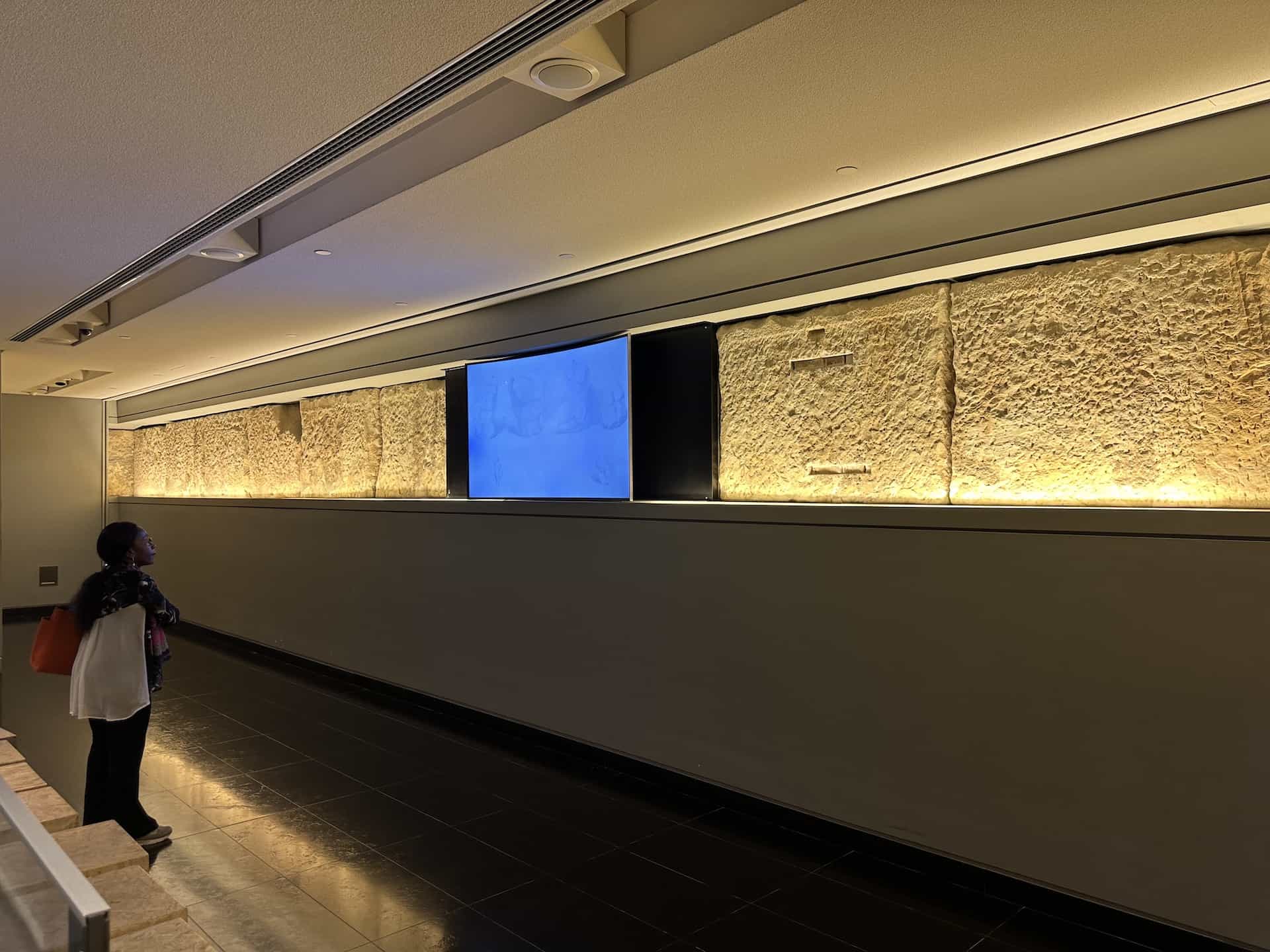 Behind the west frieze of the Parthenon at the Acropolis Museum in Athens, Greece