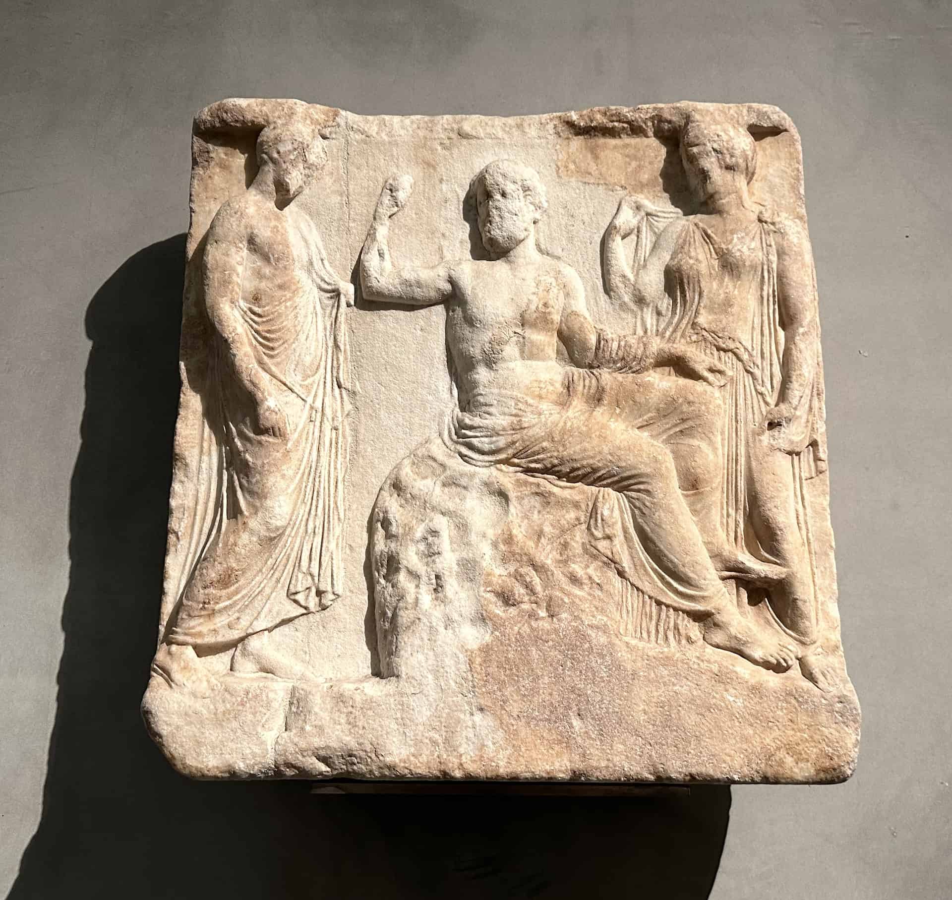 Relief depicting Asclepius and Hygieia; circa 400 BC