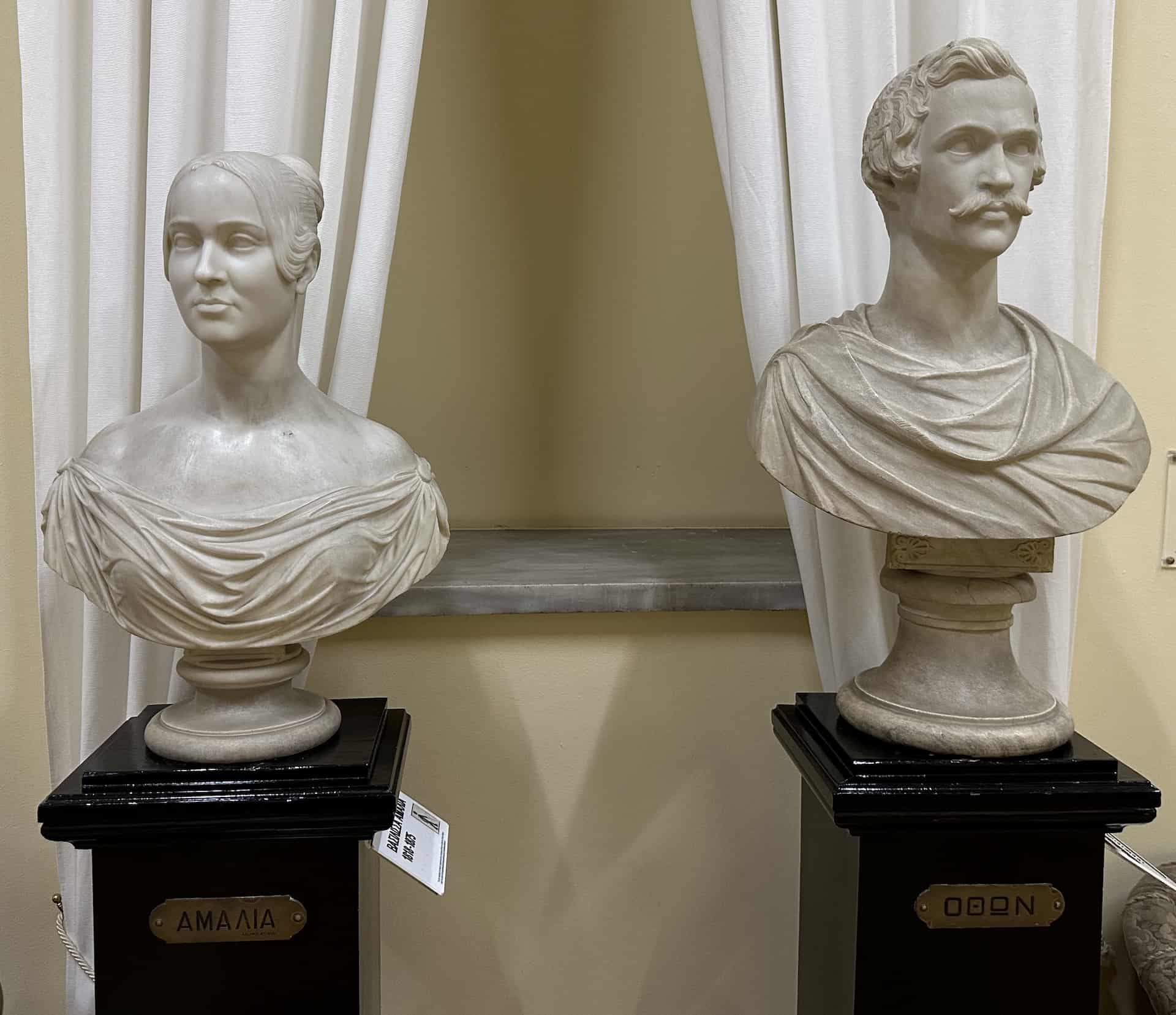 Busts of Queen Amalia (left) and King Otto (right)