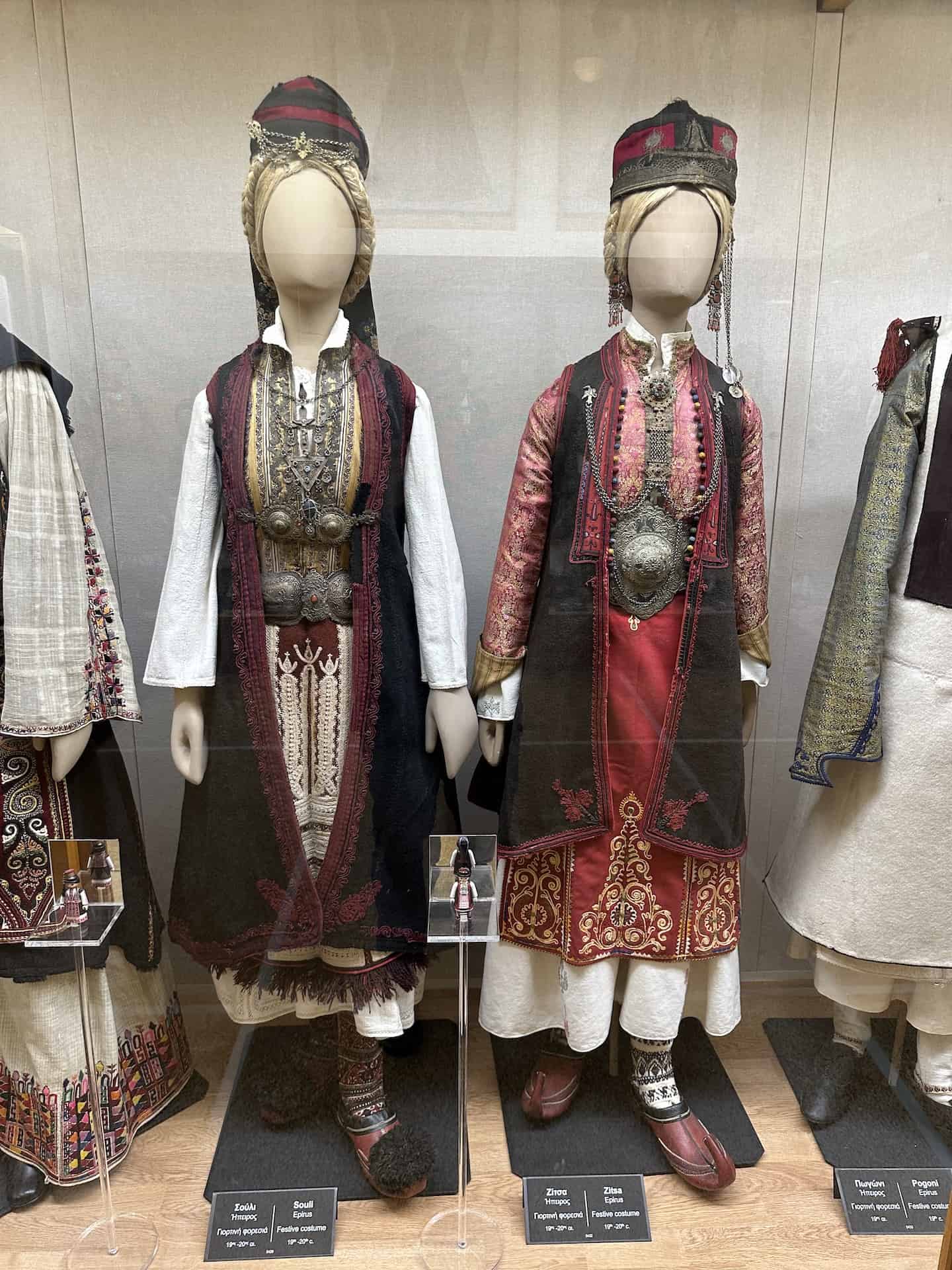 Festive costume from Souli, Epirus, 19th-20th century (left); festive costume Zitsa, Epirus, 19th-20th century (right)