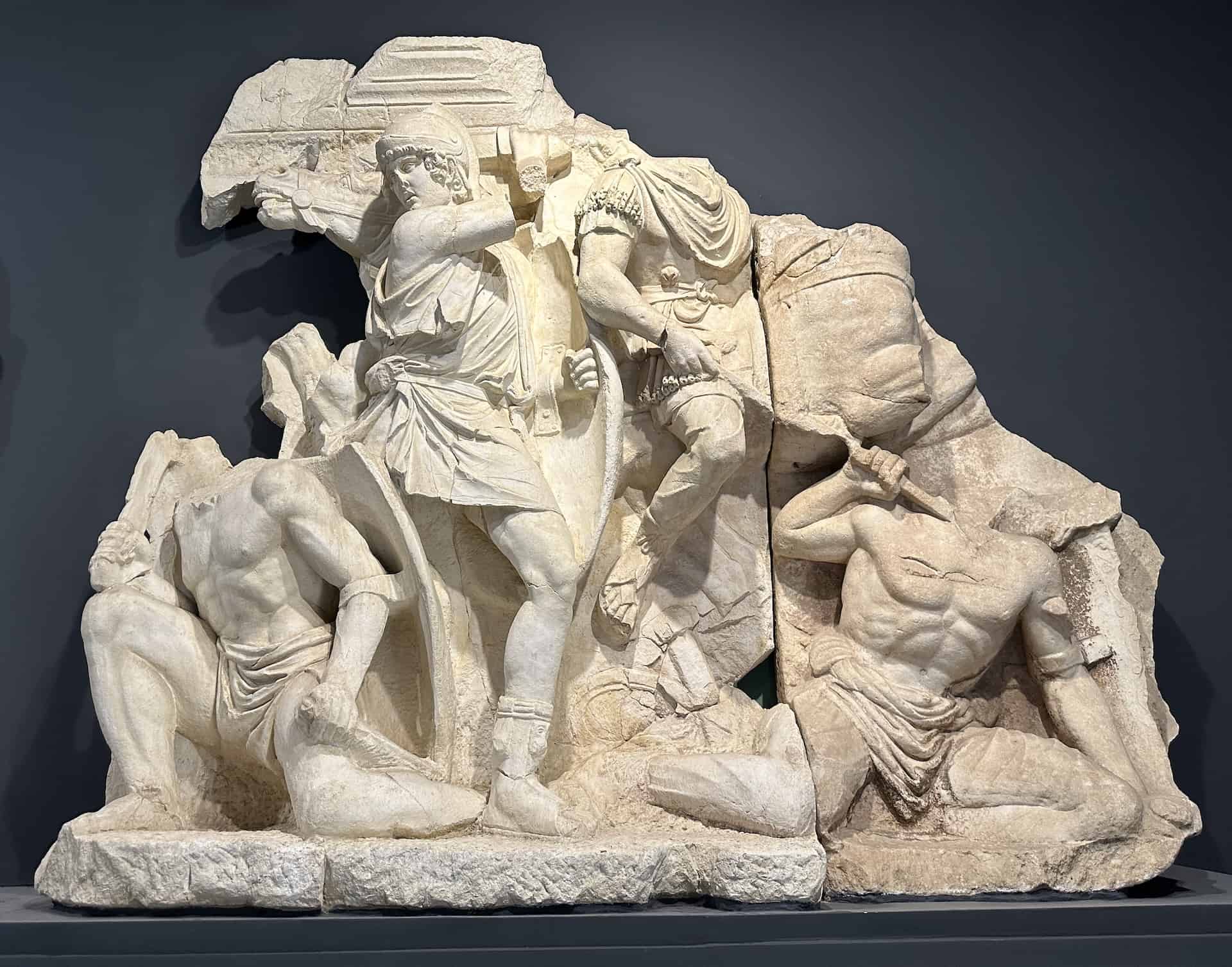 Roman soldiers fighting the Parthians from the Parthian Monument at the Ephesus Museum in Selçuk, Turkey