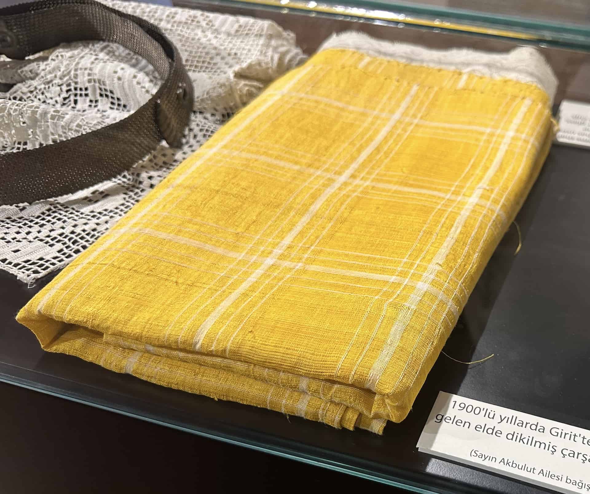 Hand sewn sheets from Crete; 1900; donated by the Akbulut family in the immigration section at the Selçuk City Memory Museum in Selçuk, Turkey