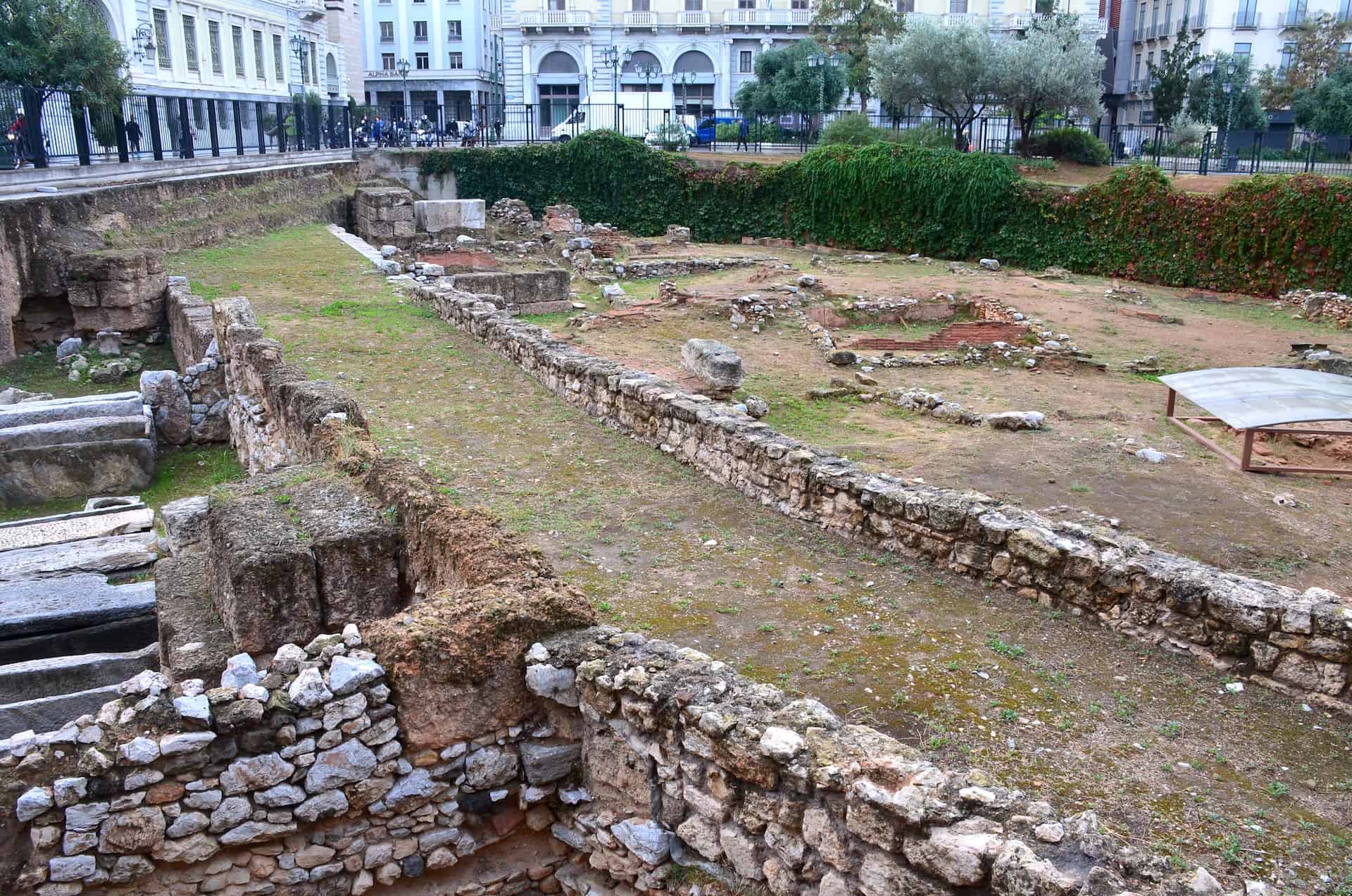 Acharnean Road at the archaeological site on Kotzia Square in the Historic Center of Athens, Greece