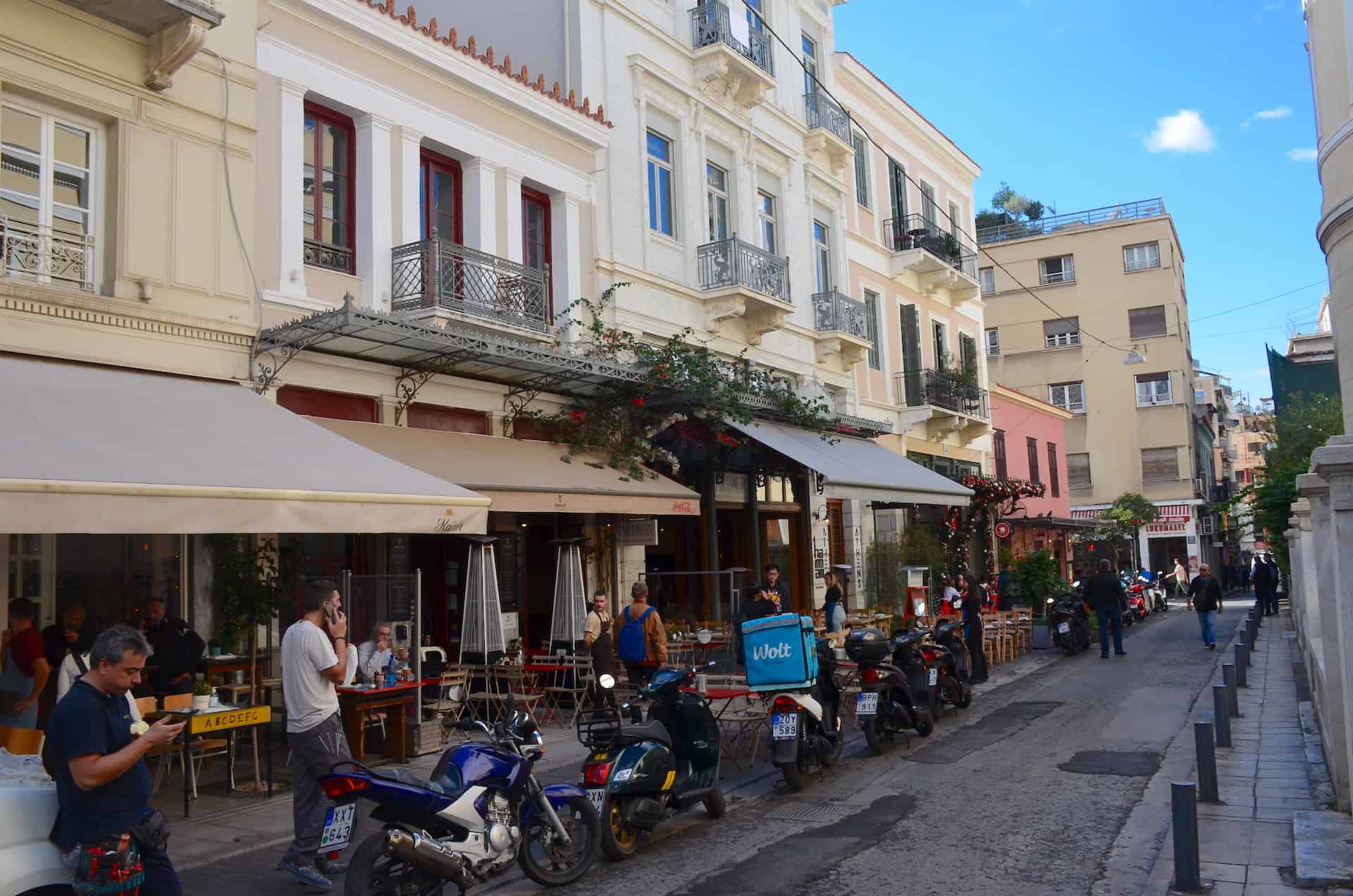 South side of Agia Irini Square in the Historic Center of Athens, Greece