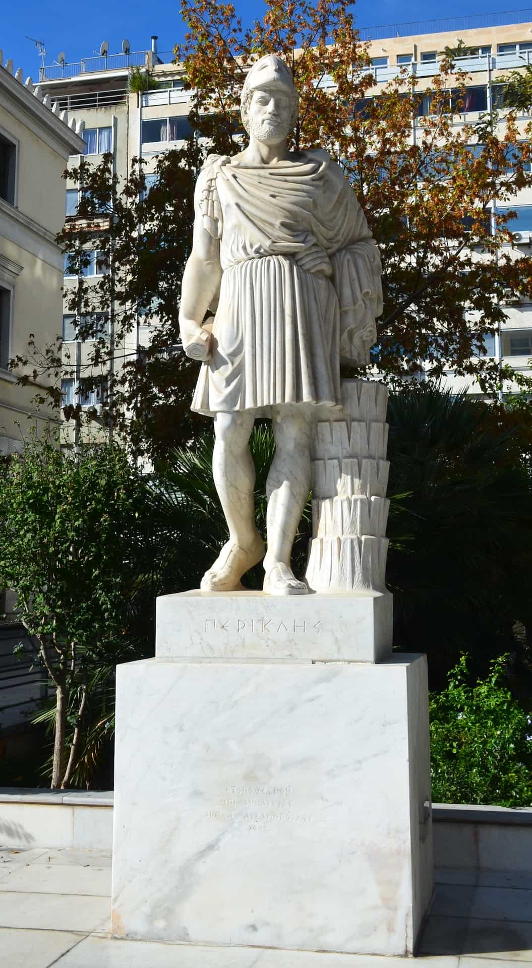 Statue of Pericles on Kotzia Square in the Historic Center of Athens, Greece