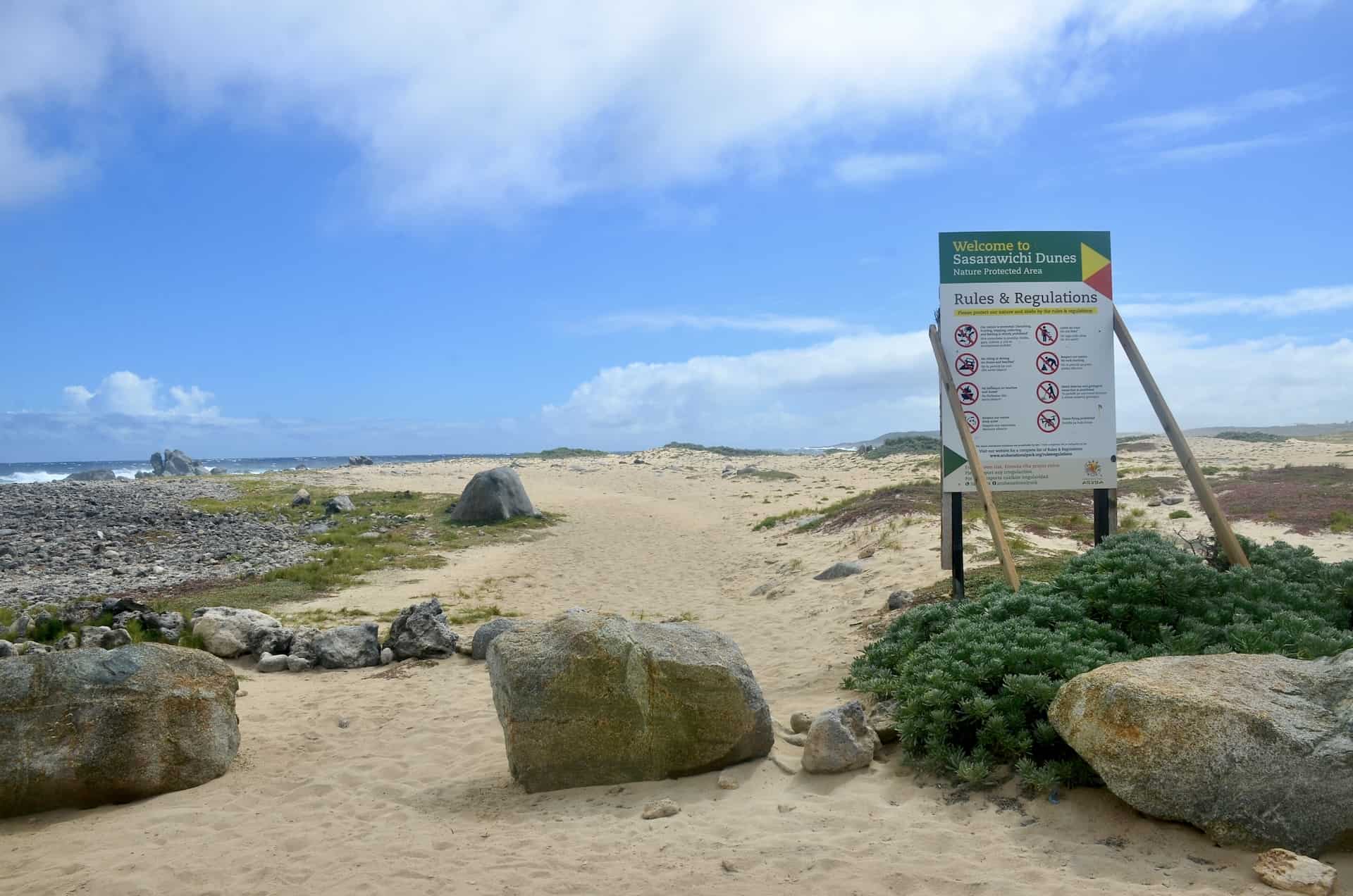 Entrance to the Sasarawichi Dunes at Westpunt Beach