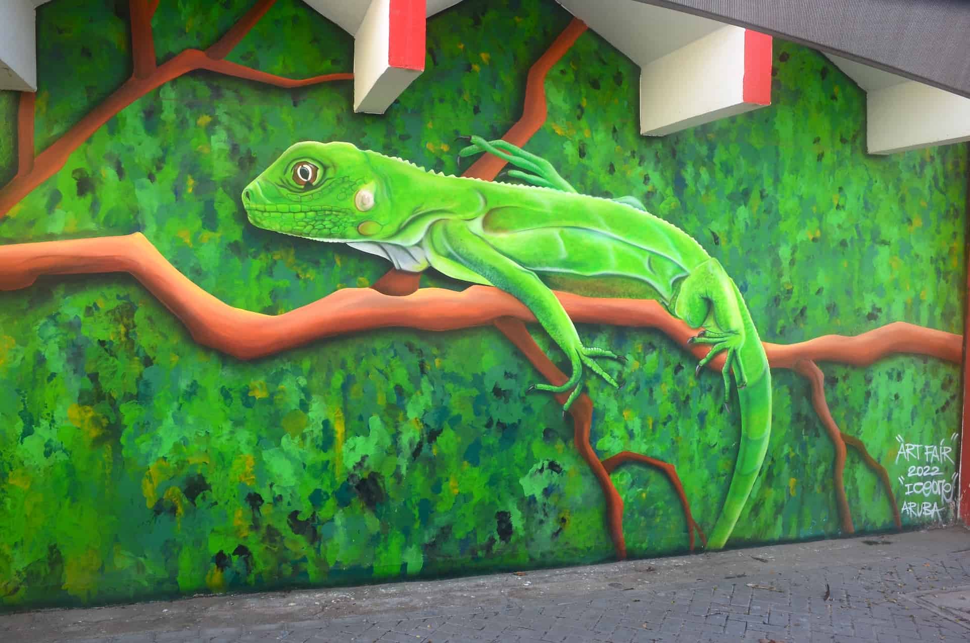 Iguana mural in San Nicolas, Aruba
