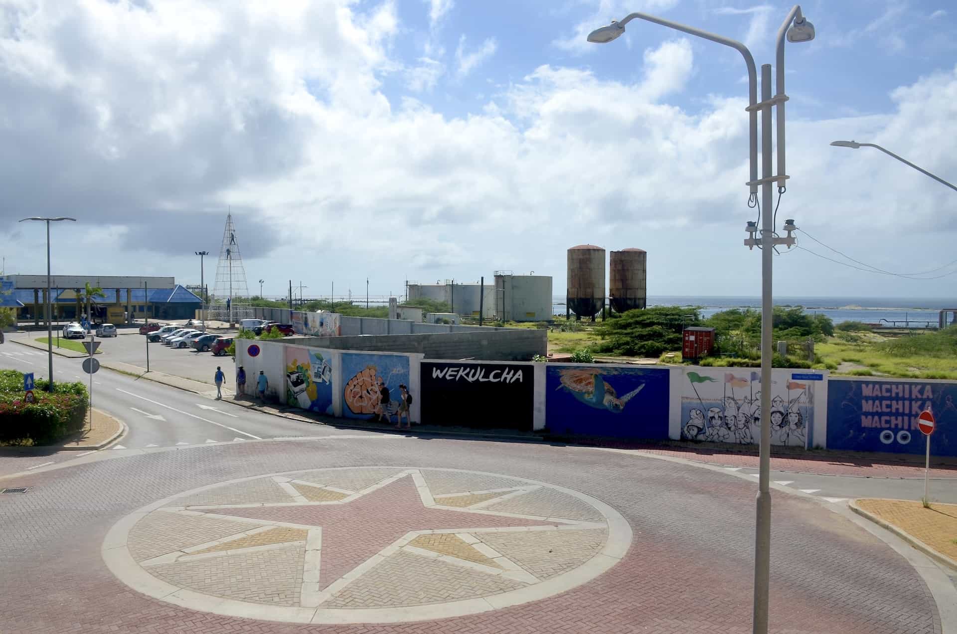View of the Lago Refinery at the Community Museum in San Nicolas, Aruba