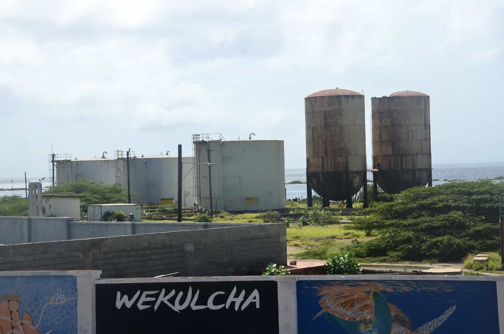 View of the Lago Refinery at the Community Museum in San Nicolas, Aruba