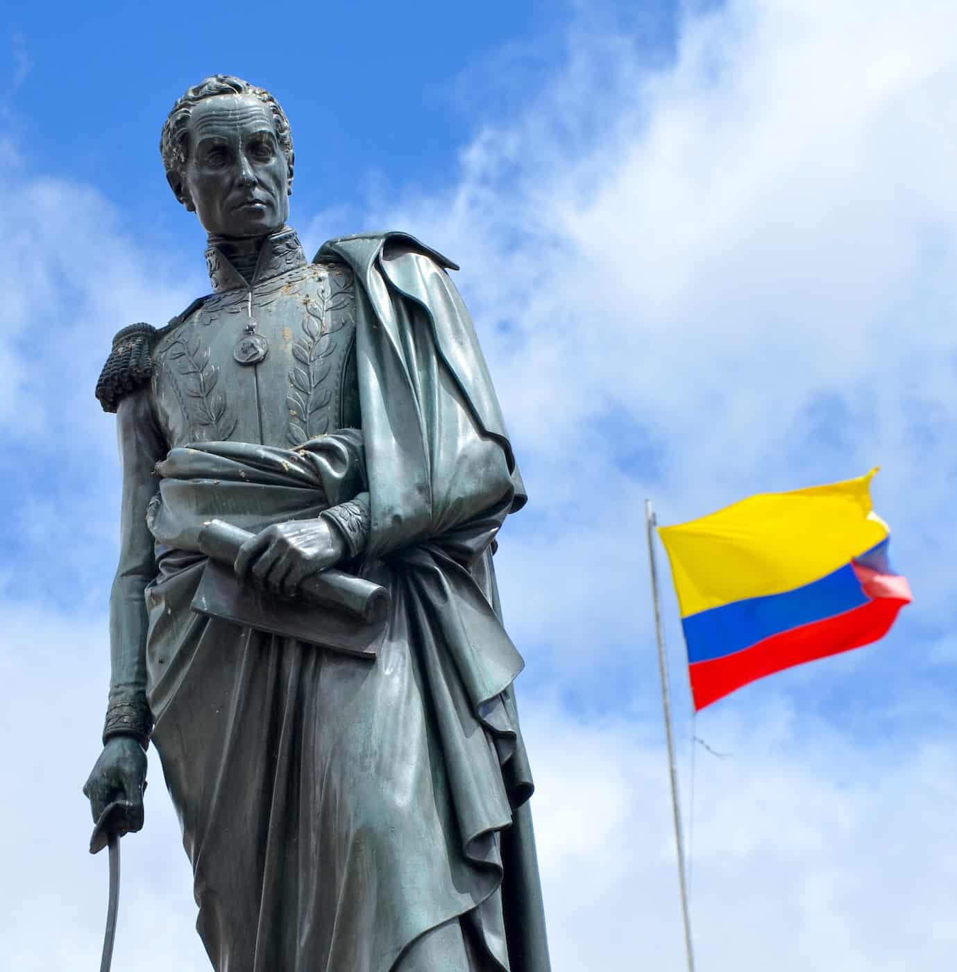 Simón Bolívar monument in Plaza de Bolívar, La Candelaria, Bogotá, Colombia