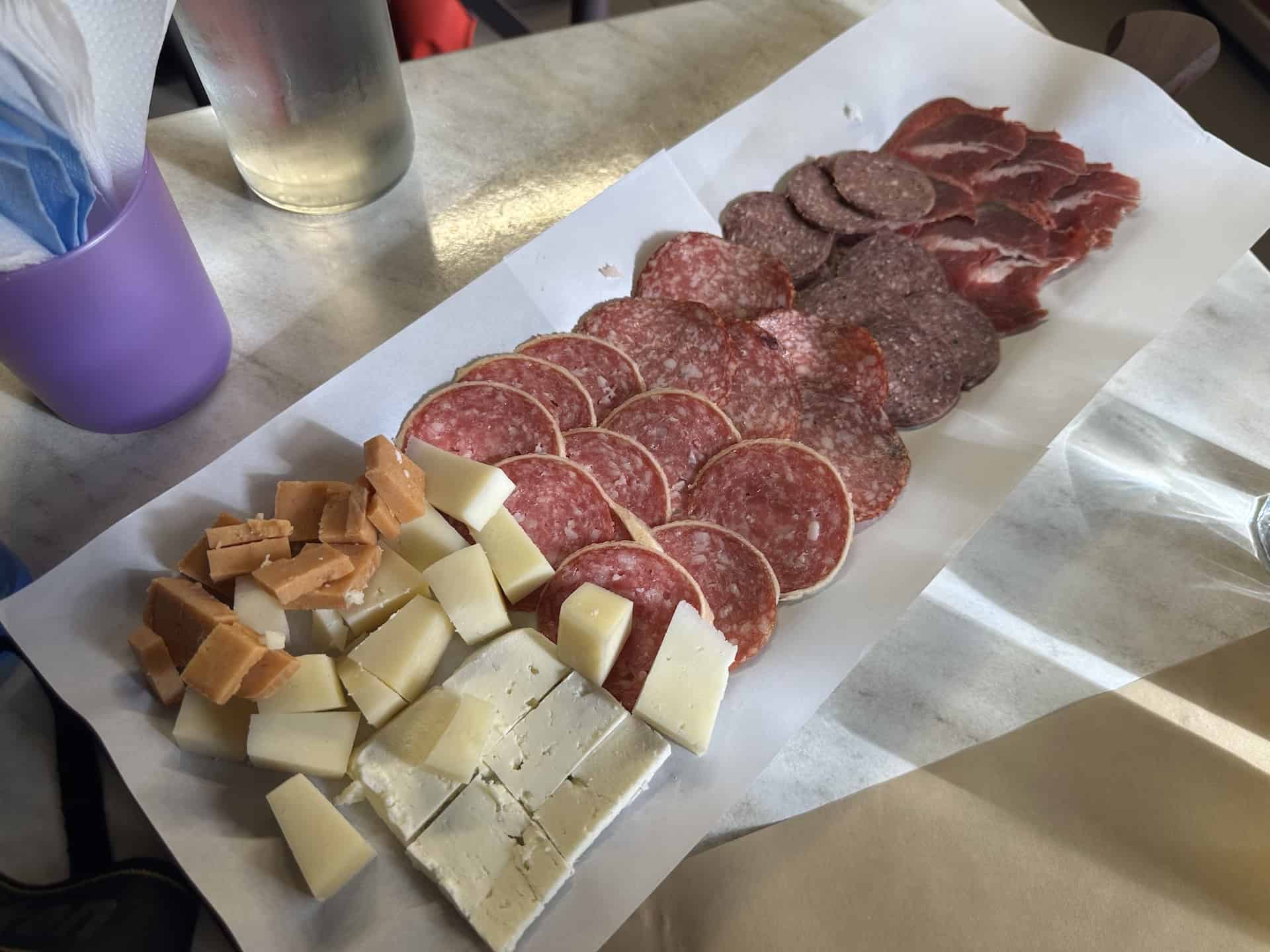 Tabla of meat and cheese at Zarkadian in Athens, Greece