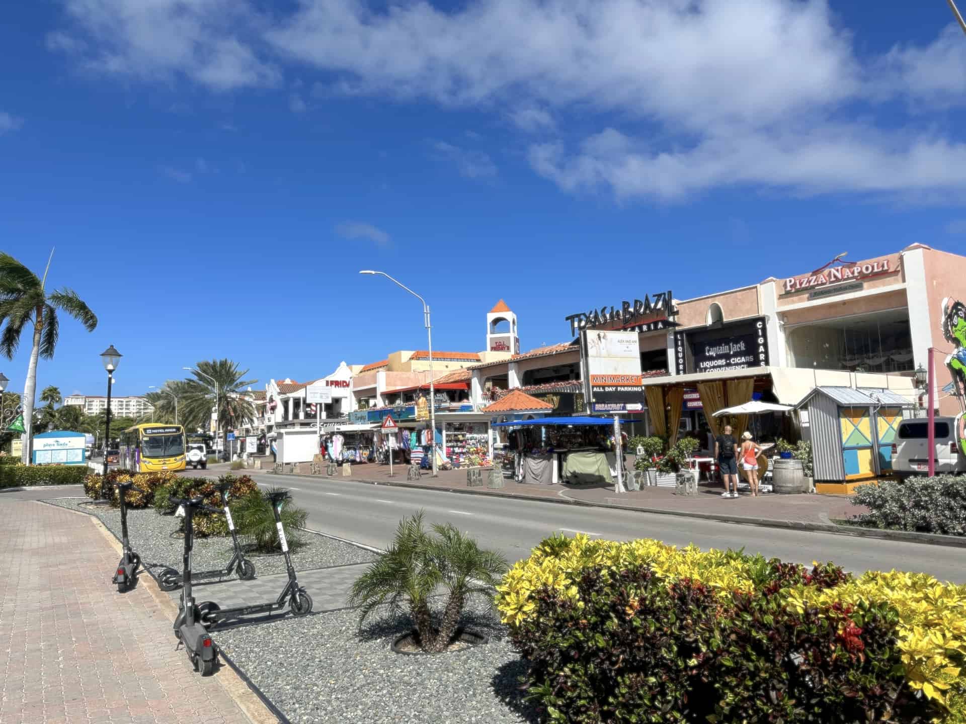 A street through Palm Beach in Noord, Aruba