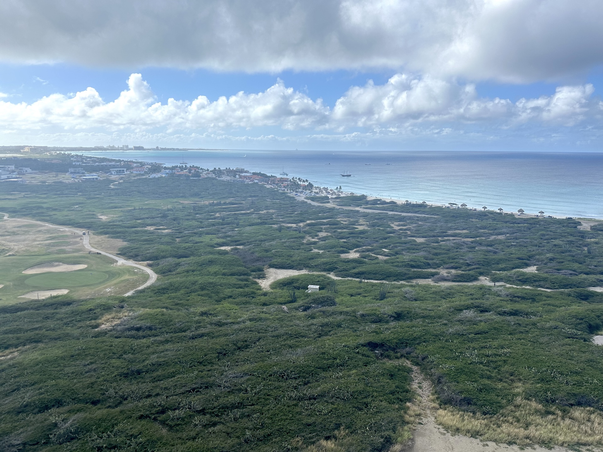 Looking south down the west coast of Aruba
