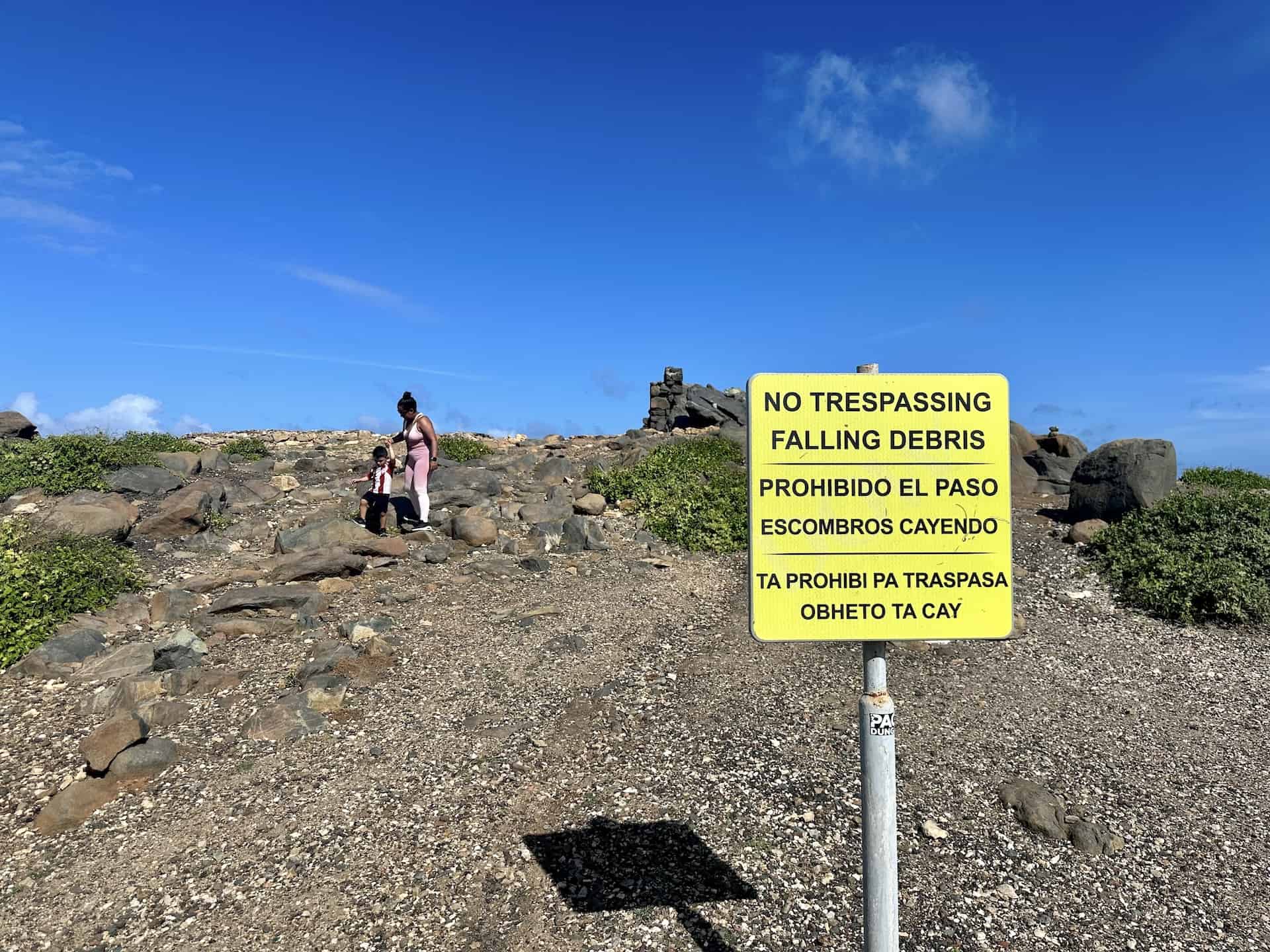 "No trespassing" sign at the Bushiribana Gold Mill ruins