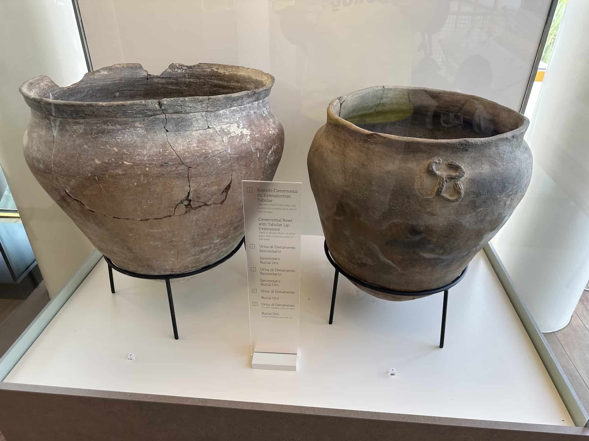Burial urns at the National Archaeological Museum in Oranjestad, Aruba