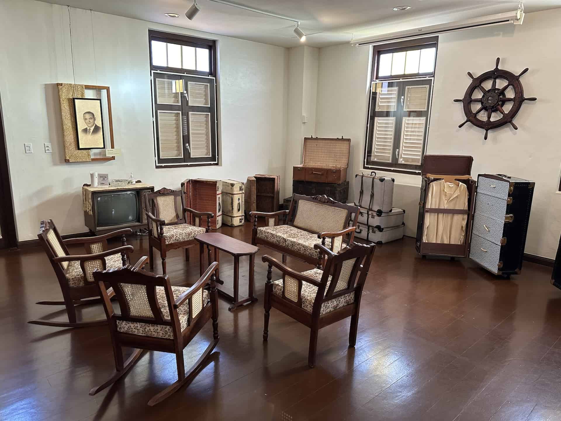 Living room furniture at the Community Museum in San Nicolas, Aruba