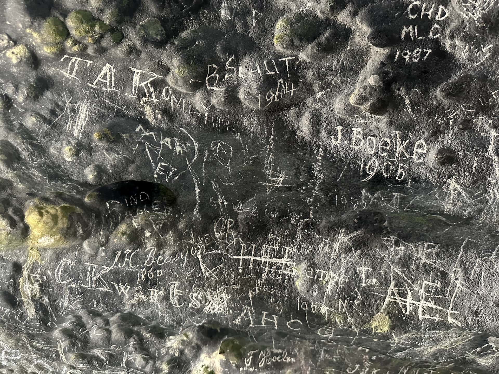 Graffiti left by late 19th and early 20th century visitors at Fontein Cave