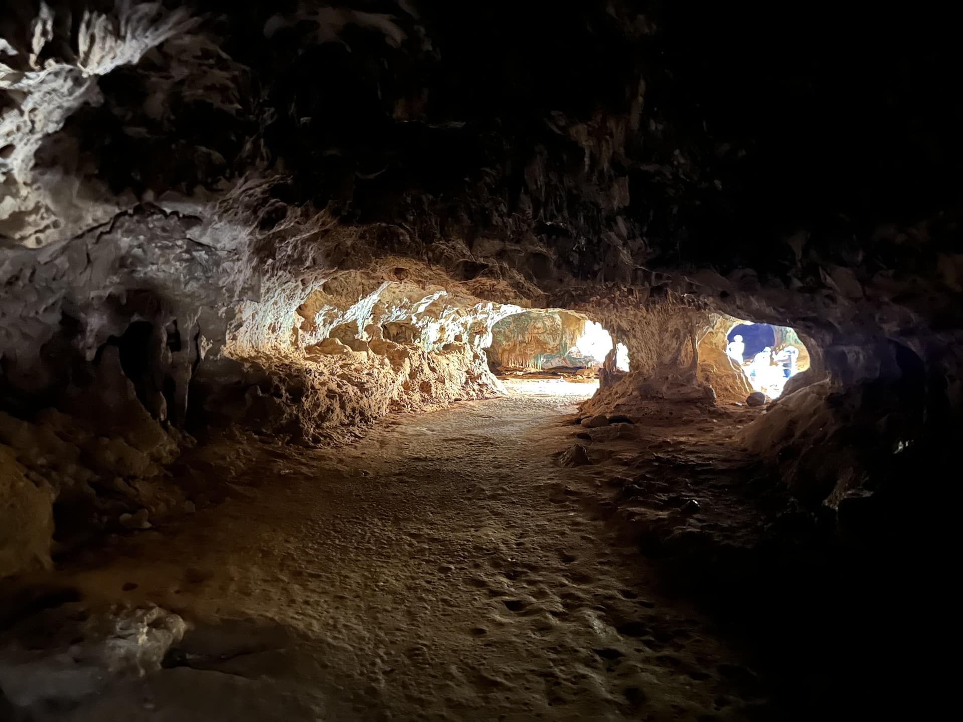 Walking towards the second chamber at Quadirikiri Cave