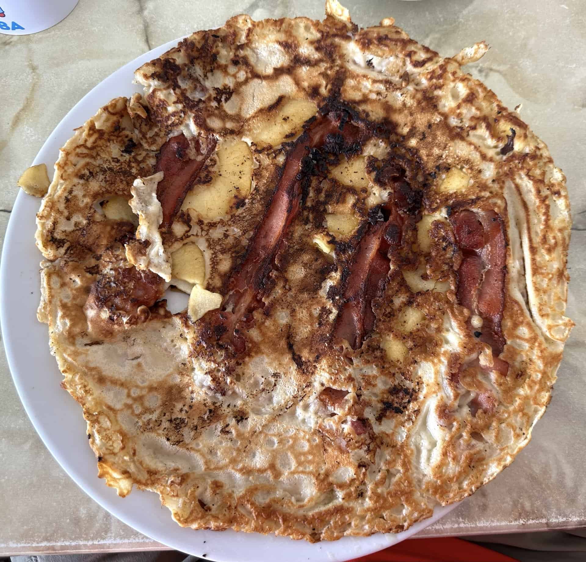 Bacon and apple pancake at Linda's Dutch Pancakes in Palm Beach, Noord, Aruba