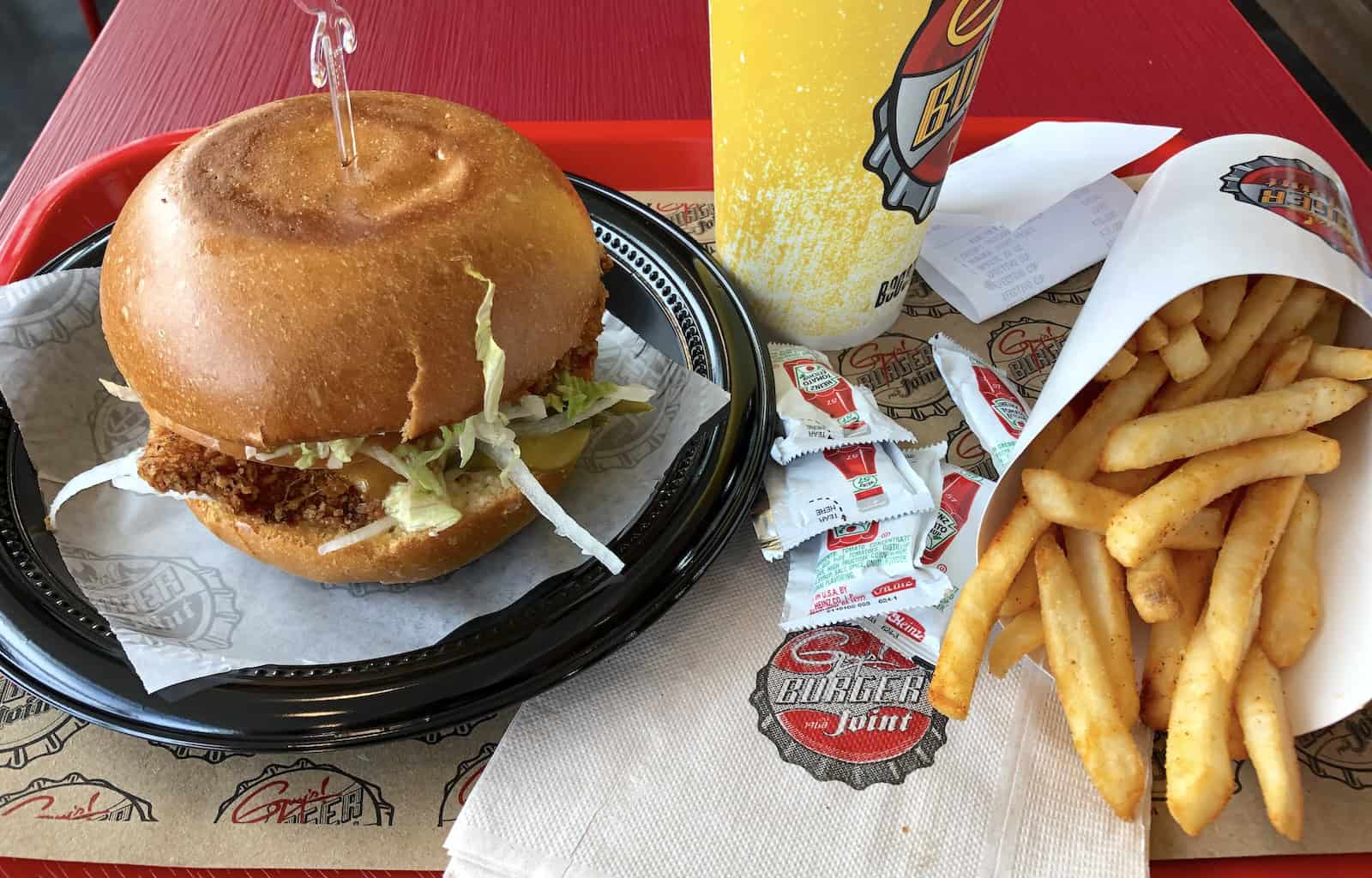 Gourmet burger at Guy's Burger Joint in the international terminal at El Dorado International Airport