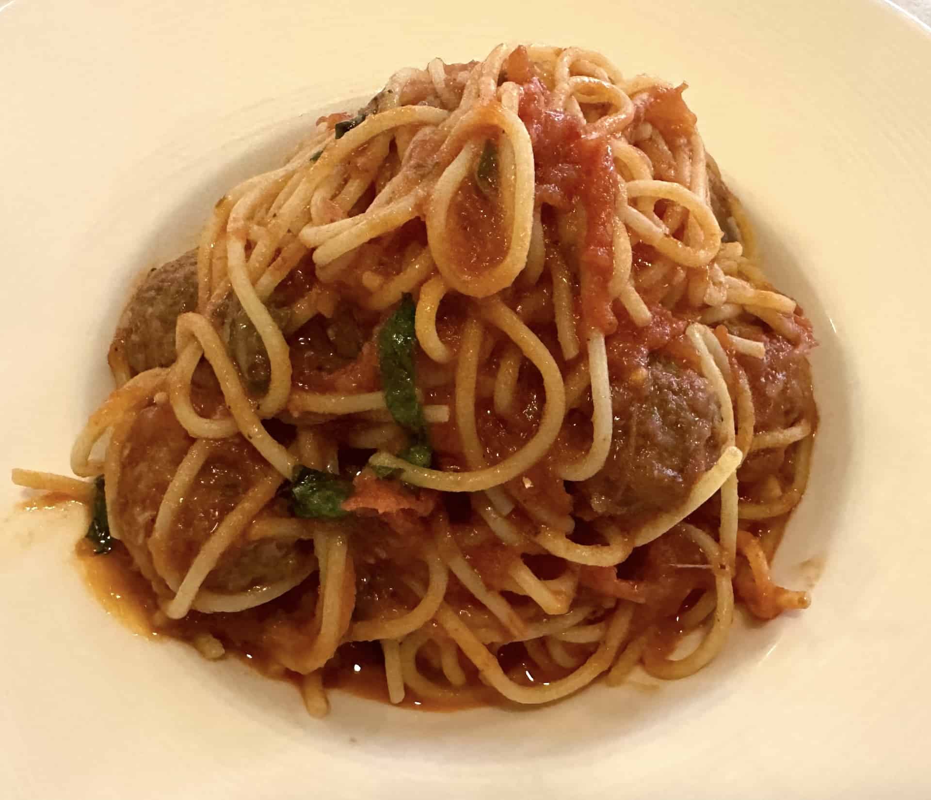 Spaghetti with meatballs at Sole Mare