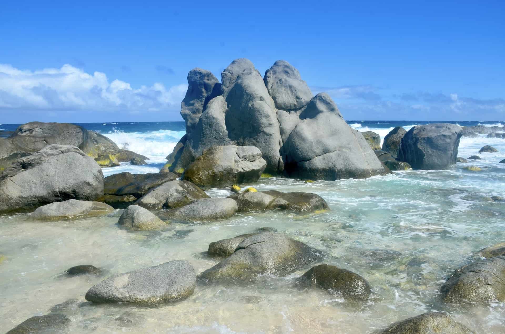 Rock formations at Westpunt Beach