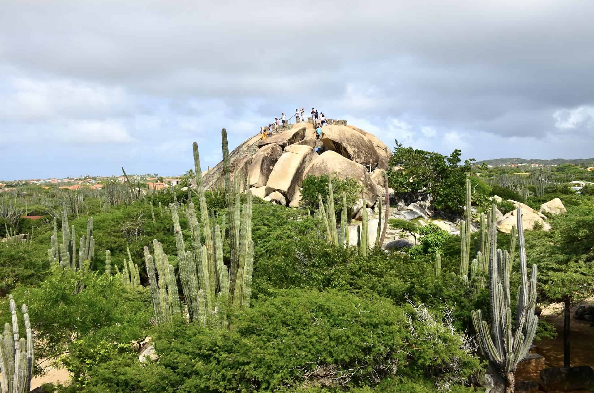 Looking at the largest rock from the second largest rock at the Casibari Rock Formations in Paradera, Aruba