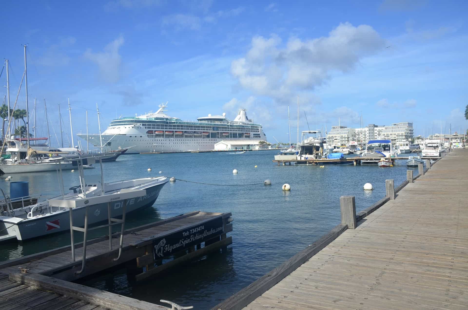 Harbor and cruise ship terminal in Oranjestad, Aruba