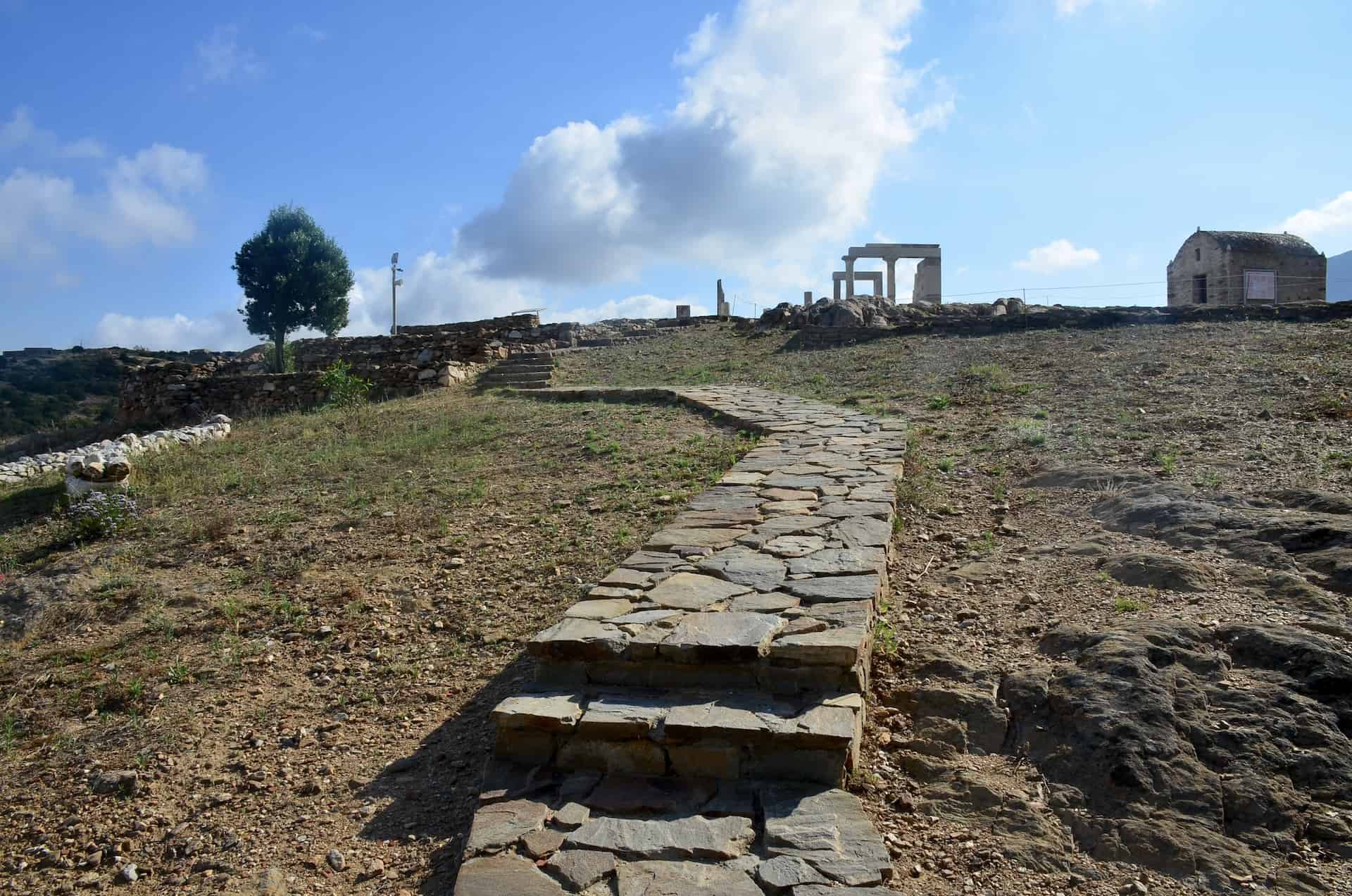 Walking up to the Temple of Demeter in Naxos, Greece