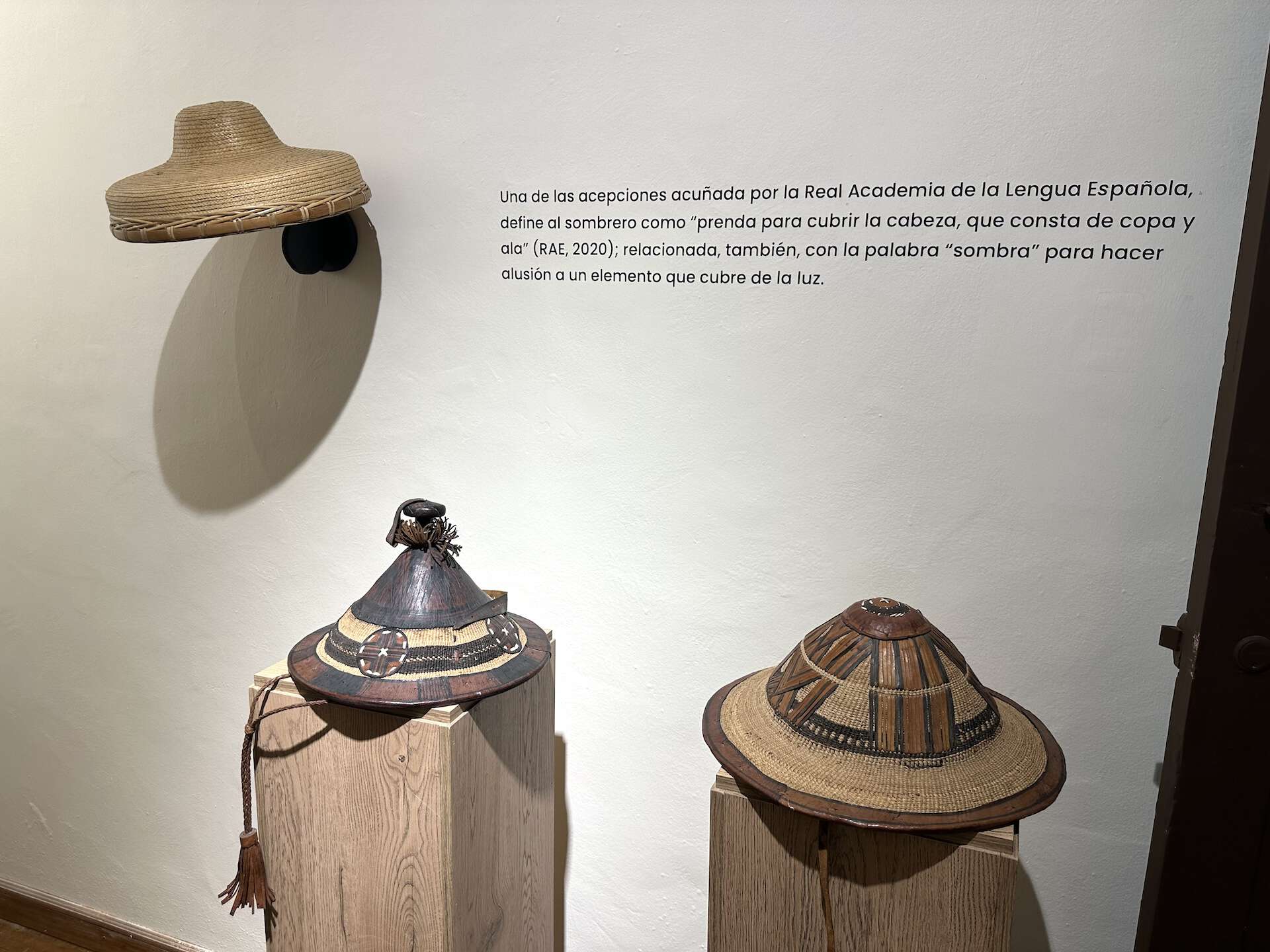Oldest examples of hats in the museum at the National Museum of Hats at the Francisco Giraldo Cultural Center in Aguadas, Caldas, Colombia