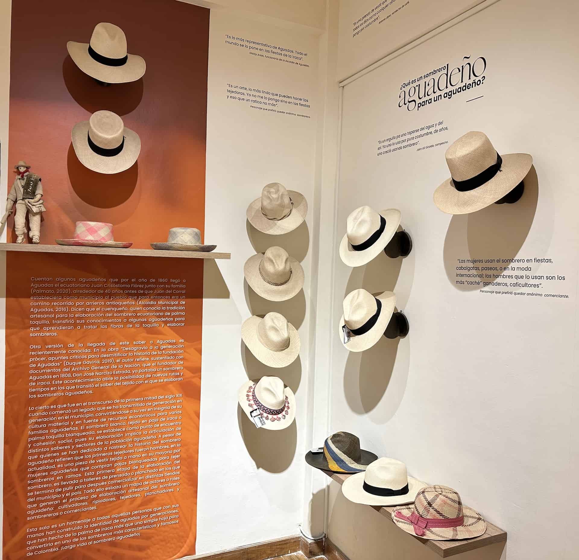 Sombrero aguadeño at the National Museum of Hats at the Francisco Giraldo Cultural Center in Aguadas, Caldas, Colombia