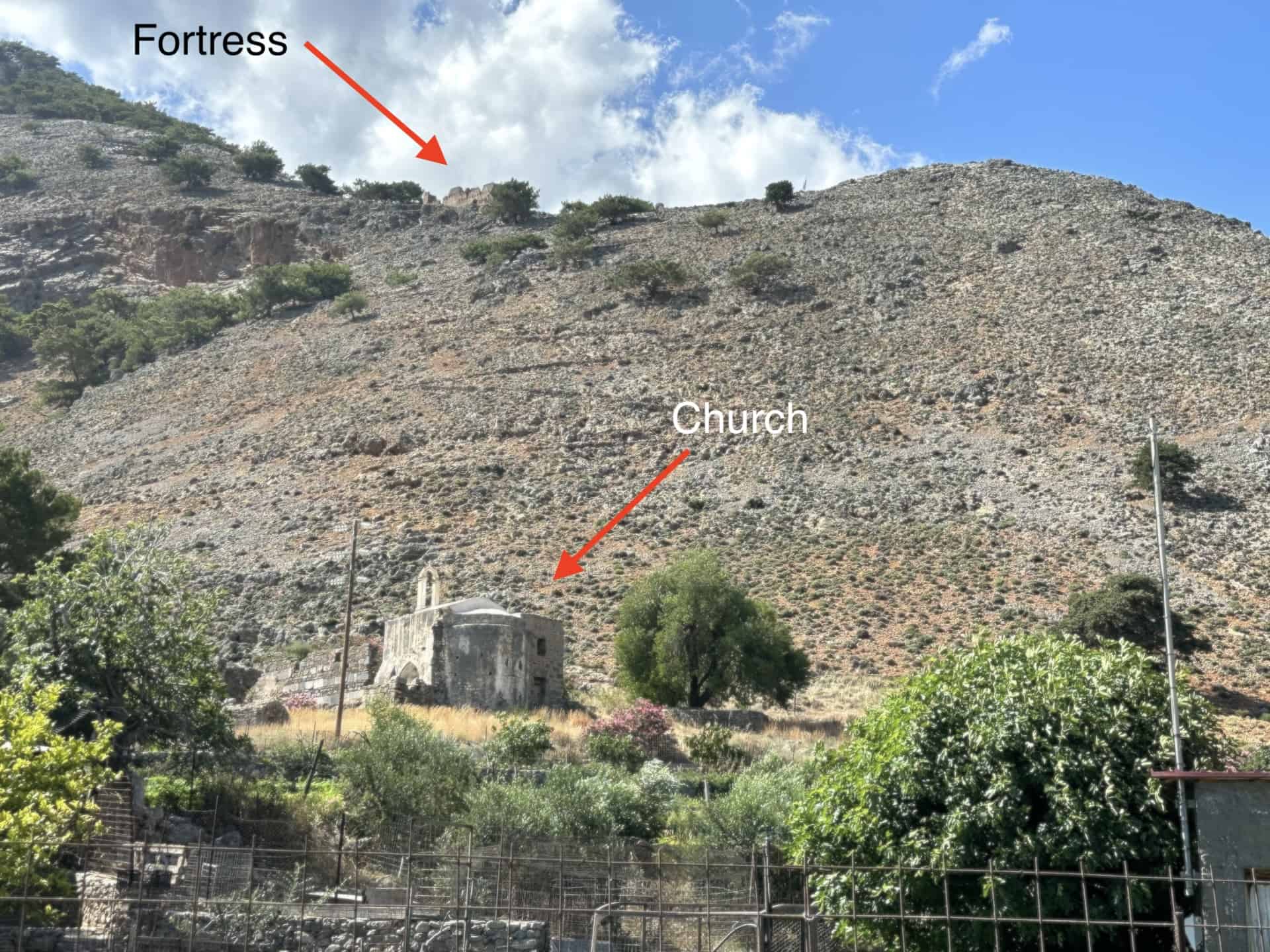 Church and fortress at Agia Roumeli, Crete, Greece