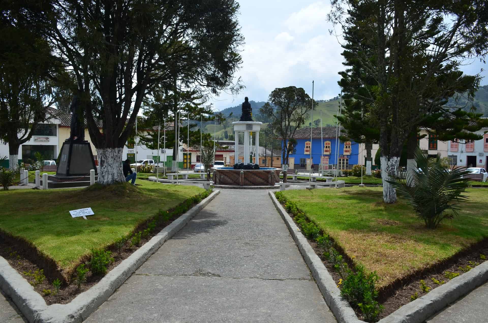 Main square in San Félix, Salamina, Caldas, Colombia