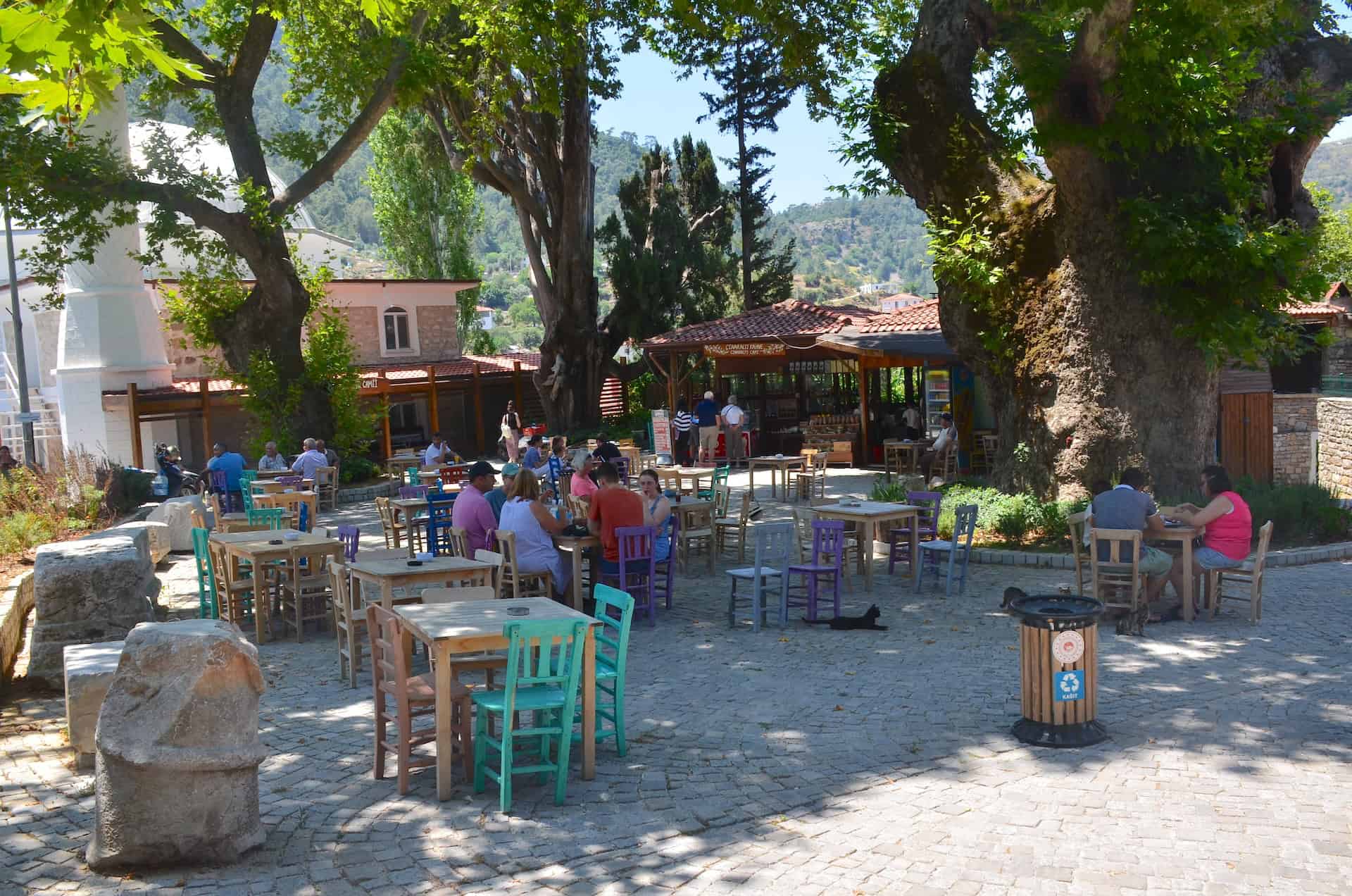 Village square in Bayır on the Bozburun Peninsula in Turkey