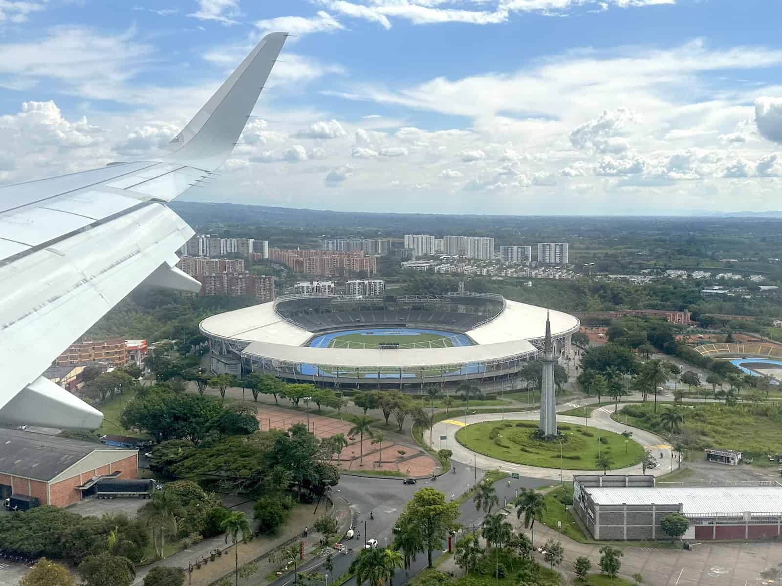 Flying over Estadio Hernán Ramírez Villegas in Pereira, Risaralda, Colombia