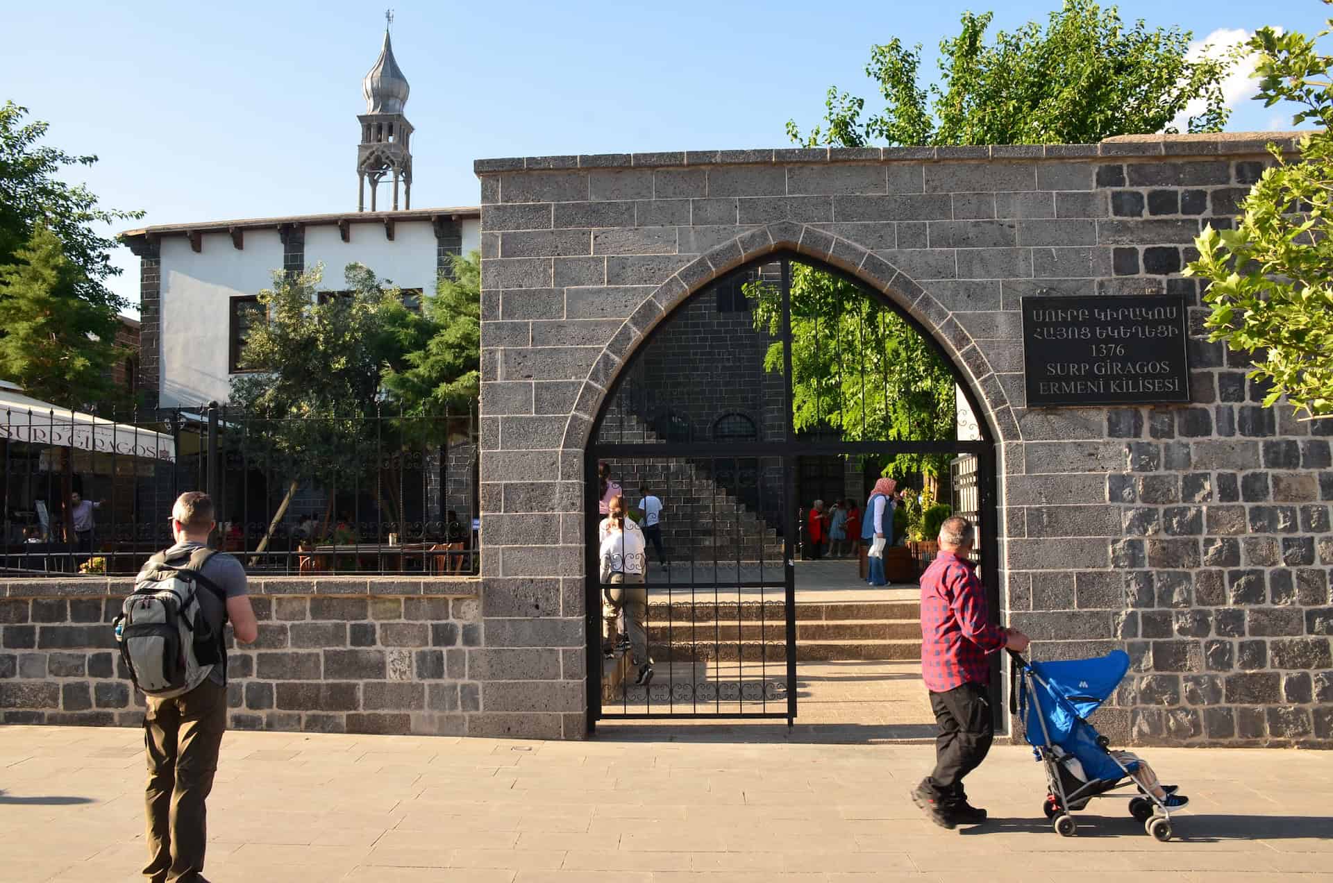 Entrance to the complex of Surp Giragos Armenian Church in Diyarbakır, Turkey