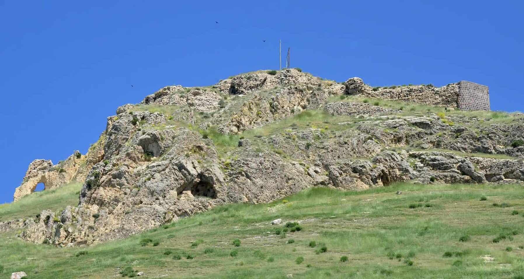 Some of the remaining walls of Adilcevaz Castle in Adilcevaz, Turkey